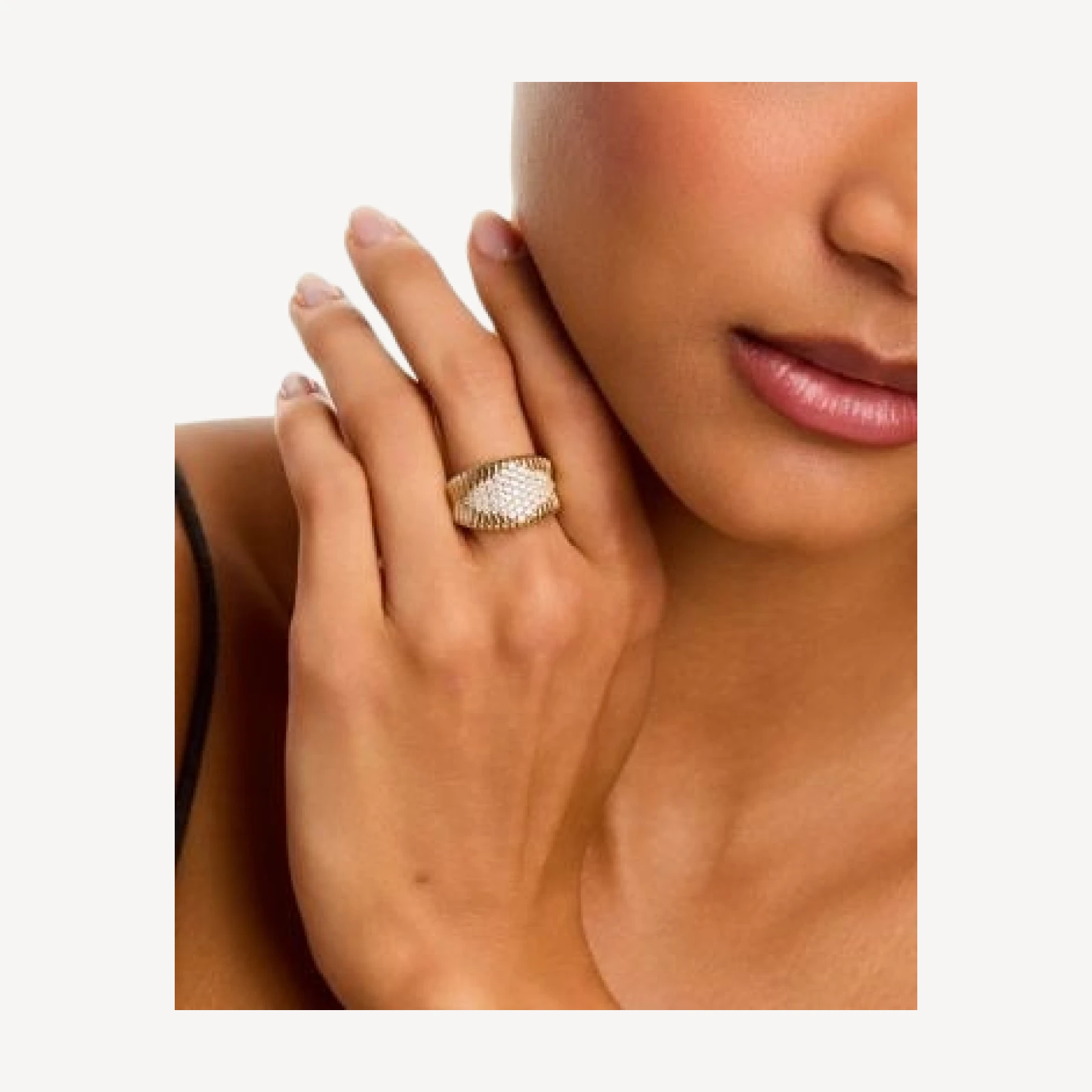 Bloomingdale's Fine Collection Diamond Pave Grooved Statement Ring in 14K Yellow Gold, 1.0 tcw