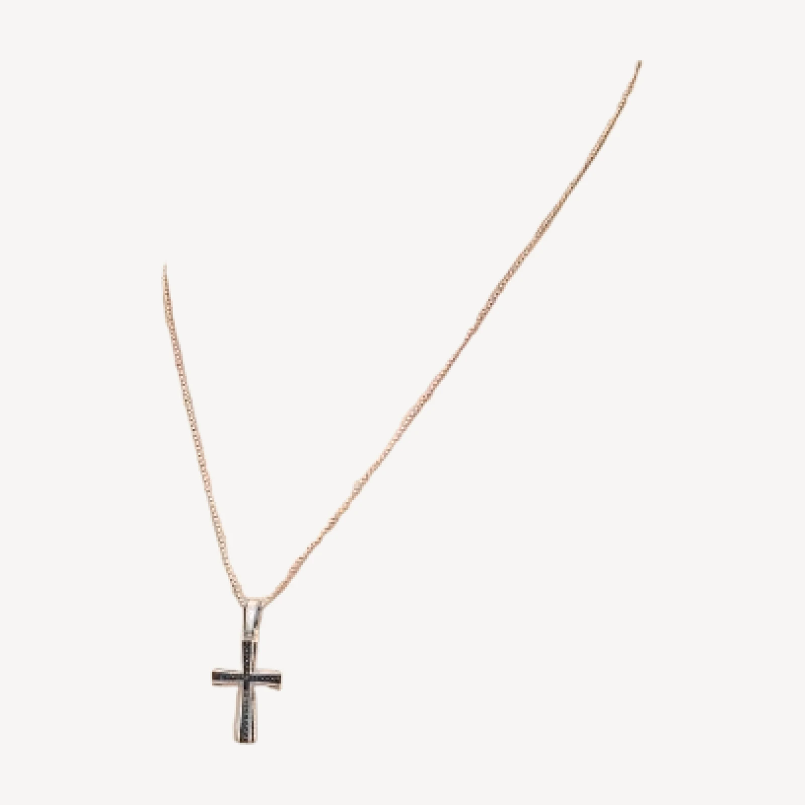 Bloomingdale's Fine Collection Black Diamond Cross Pendant Necklace in Sterling Silver, 0.25 tcw