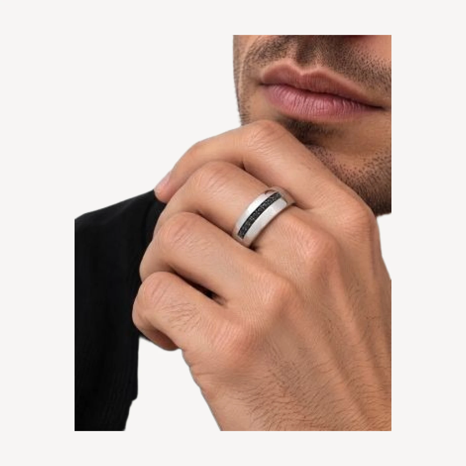 Bloomingdale's Fine Collection Black Diamond Channel Set Band in Sterling Silver, 0.50 tcw