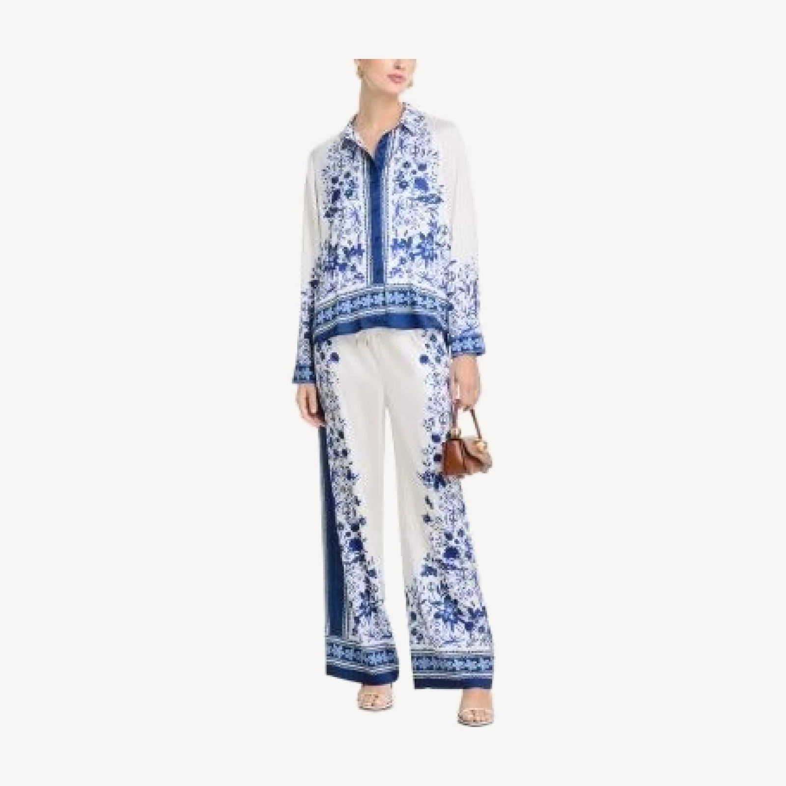 Aqua Floral Print Wide Leg Pants - Exclusive