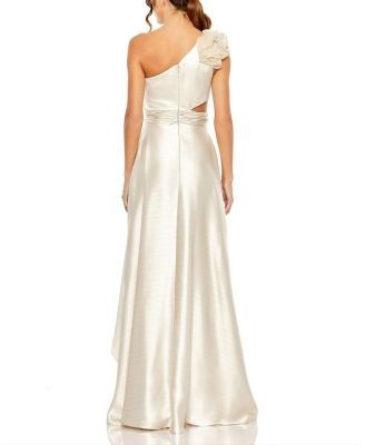 Mac Duggal Ruffled One Shoulder Cut Out Hi-Low Gown