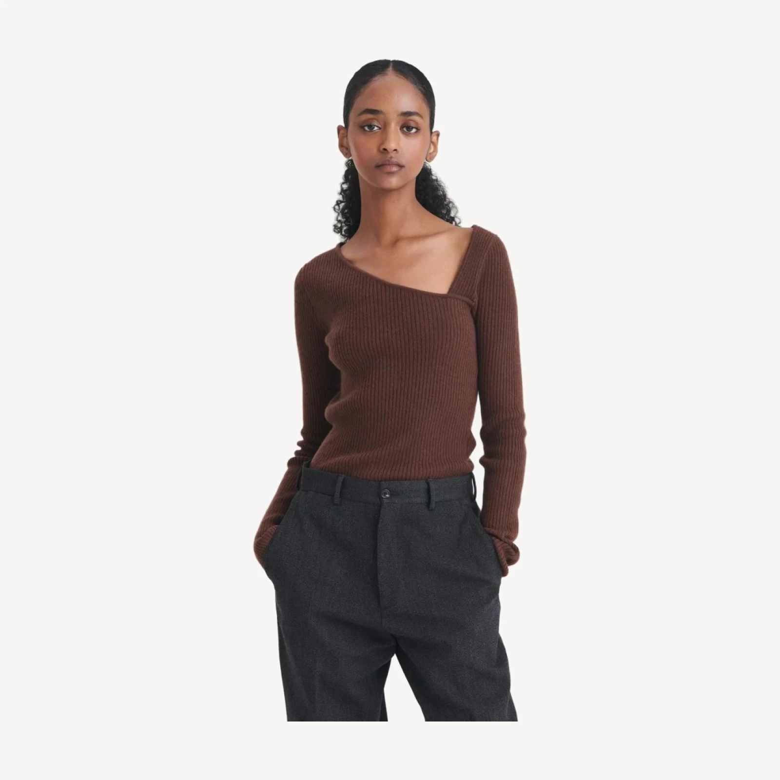 Signature Cashmere Fitted Asymmetrical Sweater