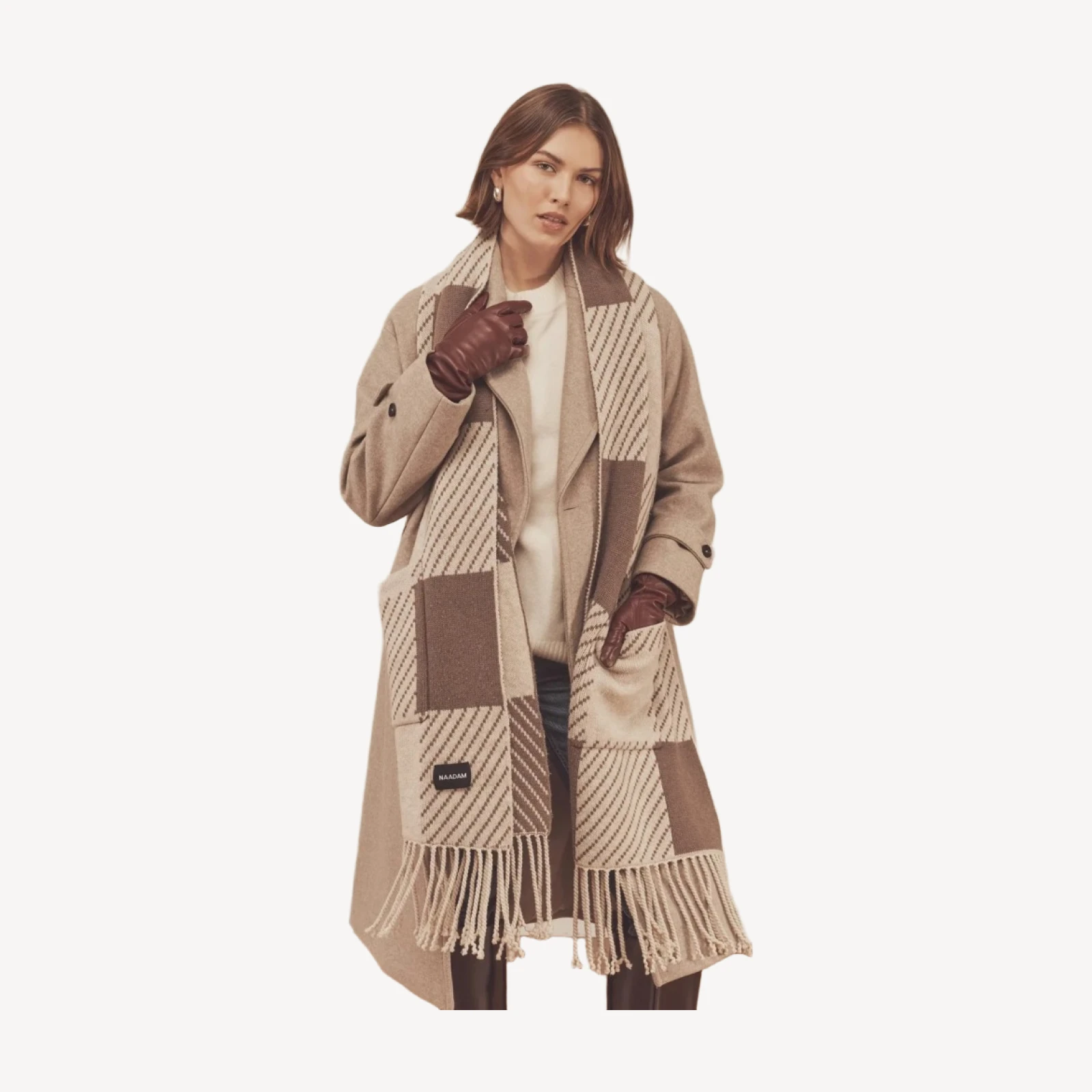 Cashmino Plaid Scarf with Pockets