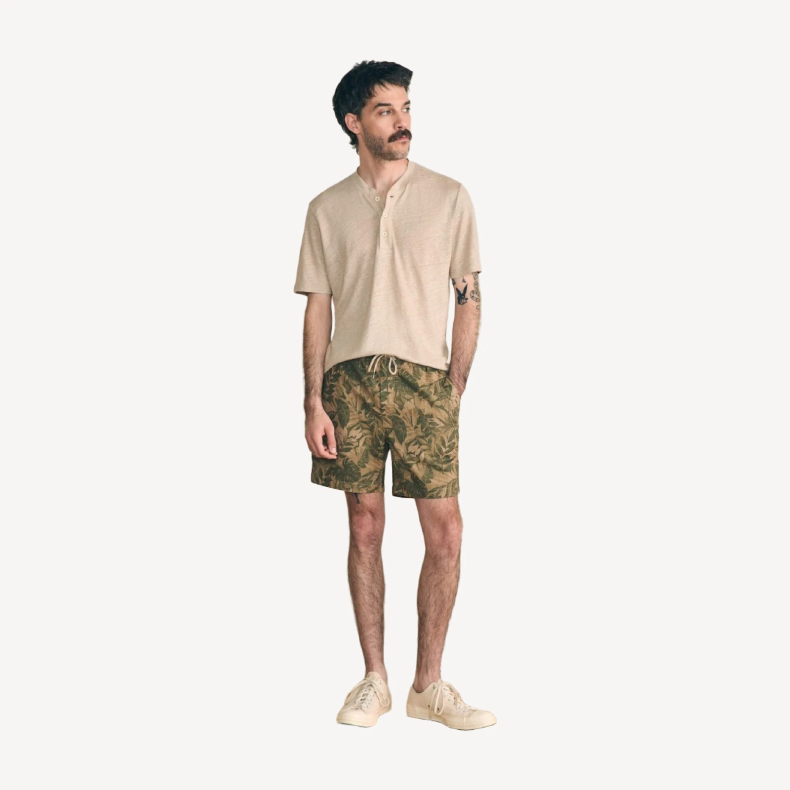 Essential Drawstring Short - Olive Jungle Tropical