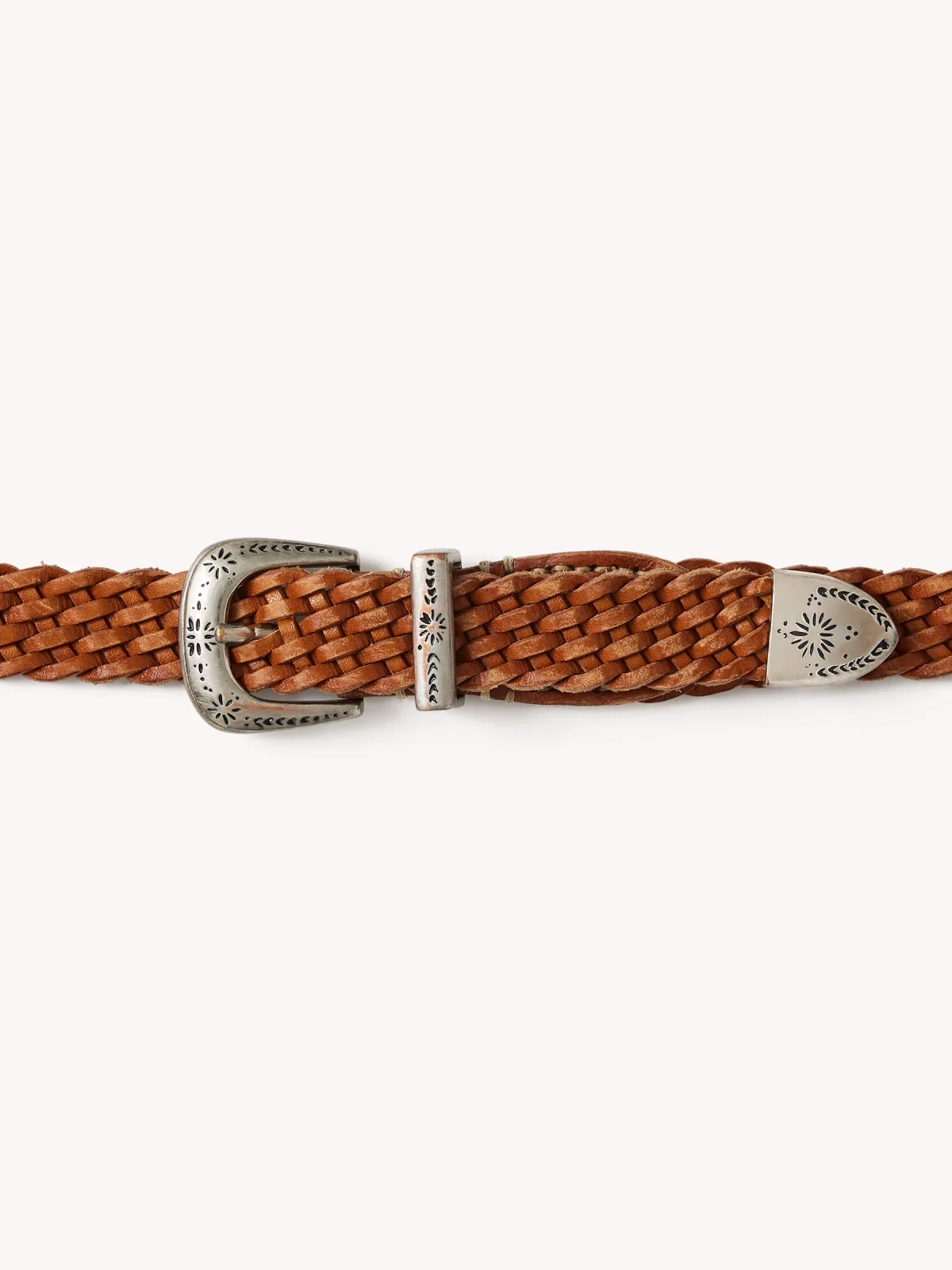 Light Brown H.D. Lady's Braided Leather Belt