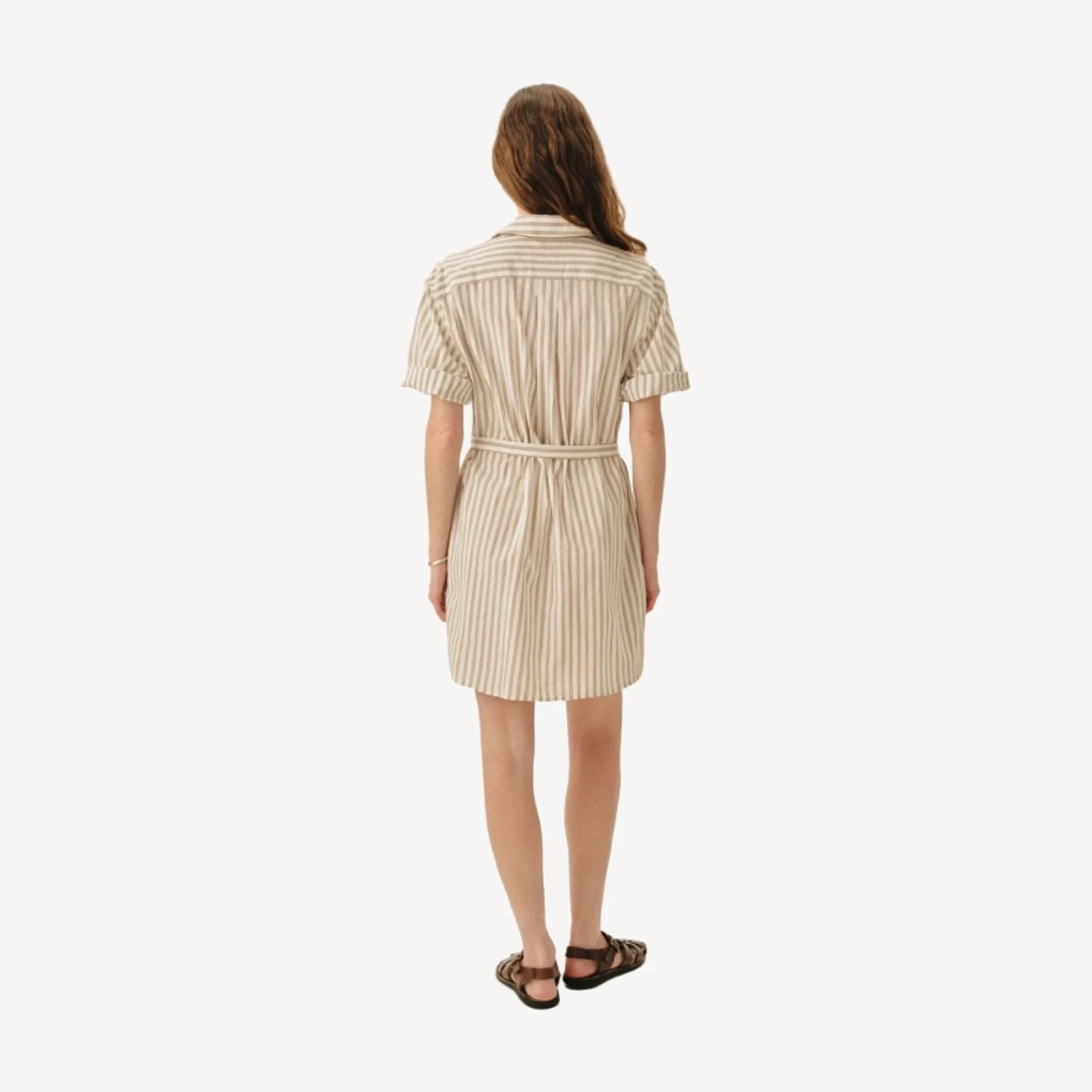 Natural / Brown Reef Stripe Mainstay Cotton Ss Shirt Dress
