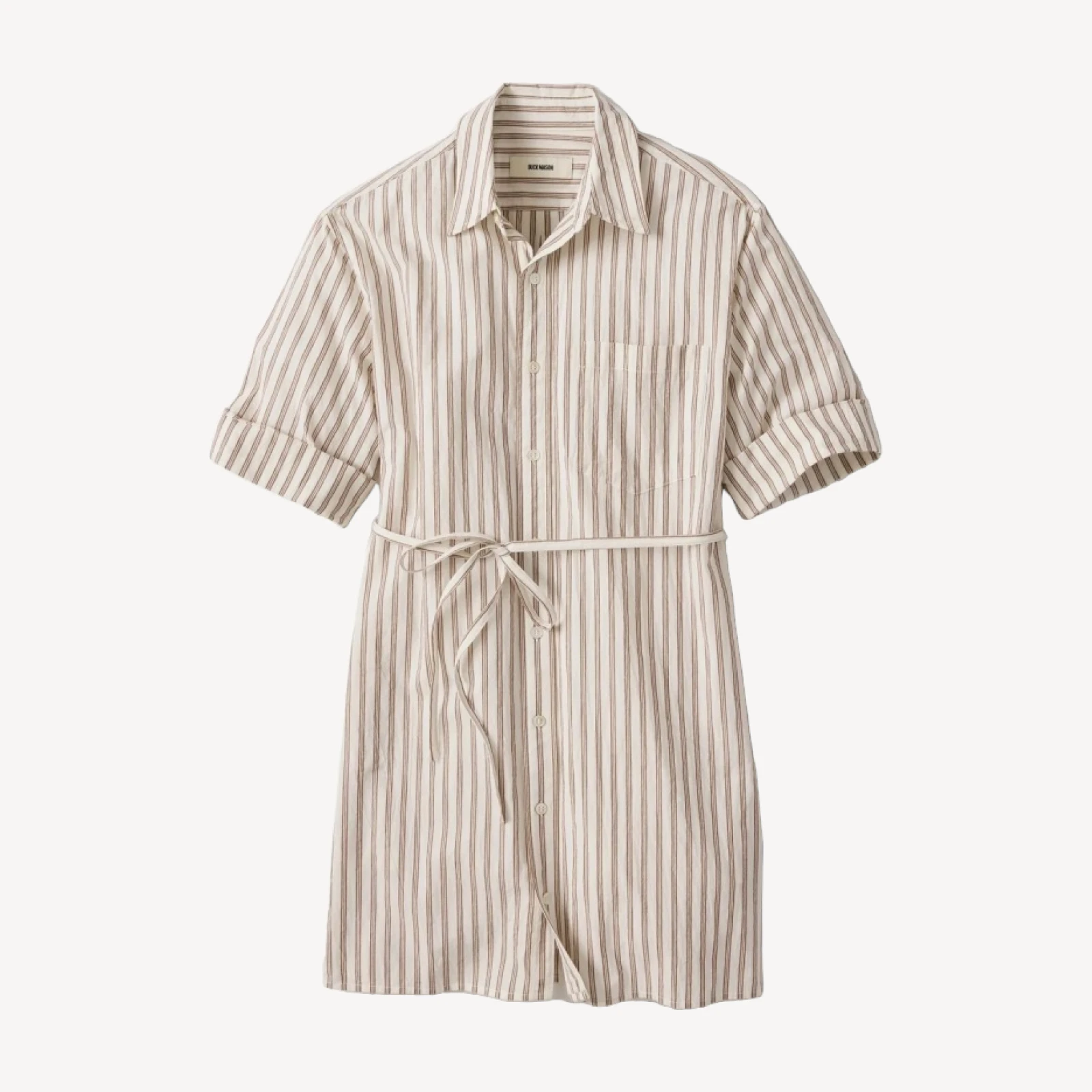 Natural / Brown Reef Stripe Mainstay Cotton Ss Shirt Dress