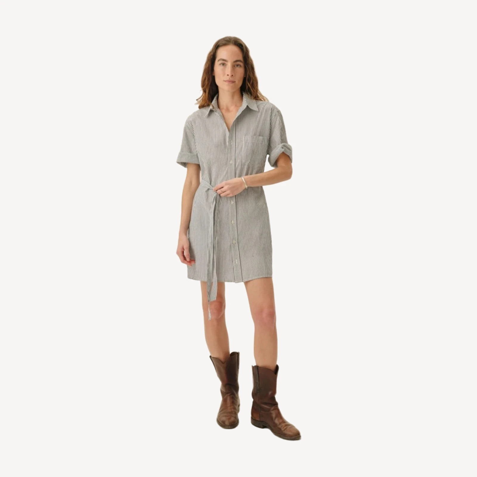 Hampton Stripe Blue / White Mainstay Cotton Ss Shirt Dress