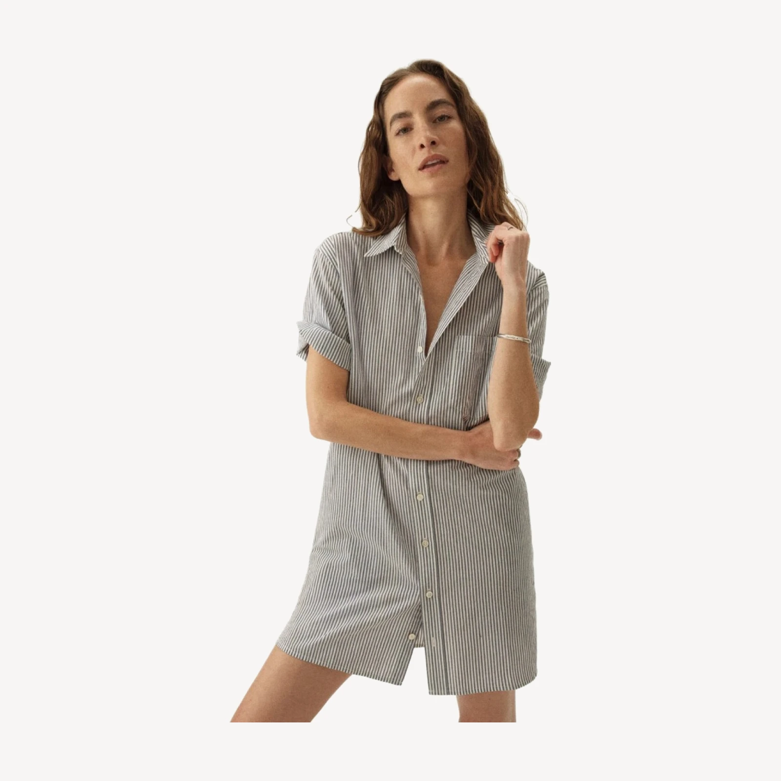 Hampton Stripe Blue / White Mainstay Cotton Ss Shirt Dress