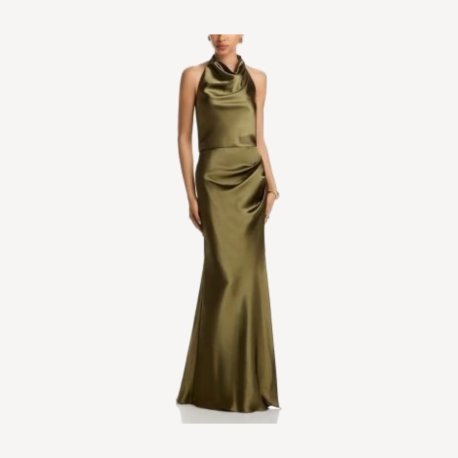 Aqua Draped Halter Gown - Exclusive