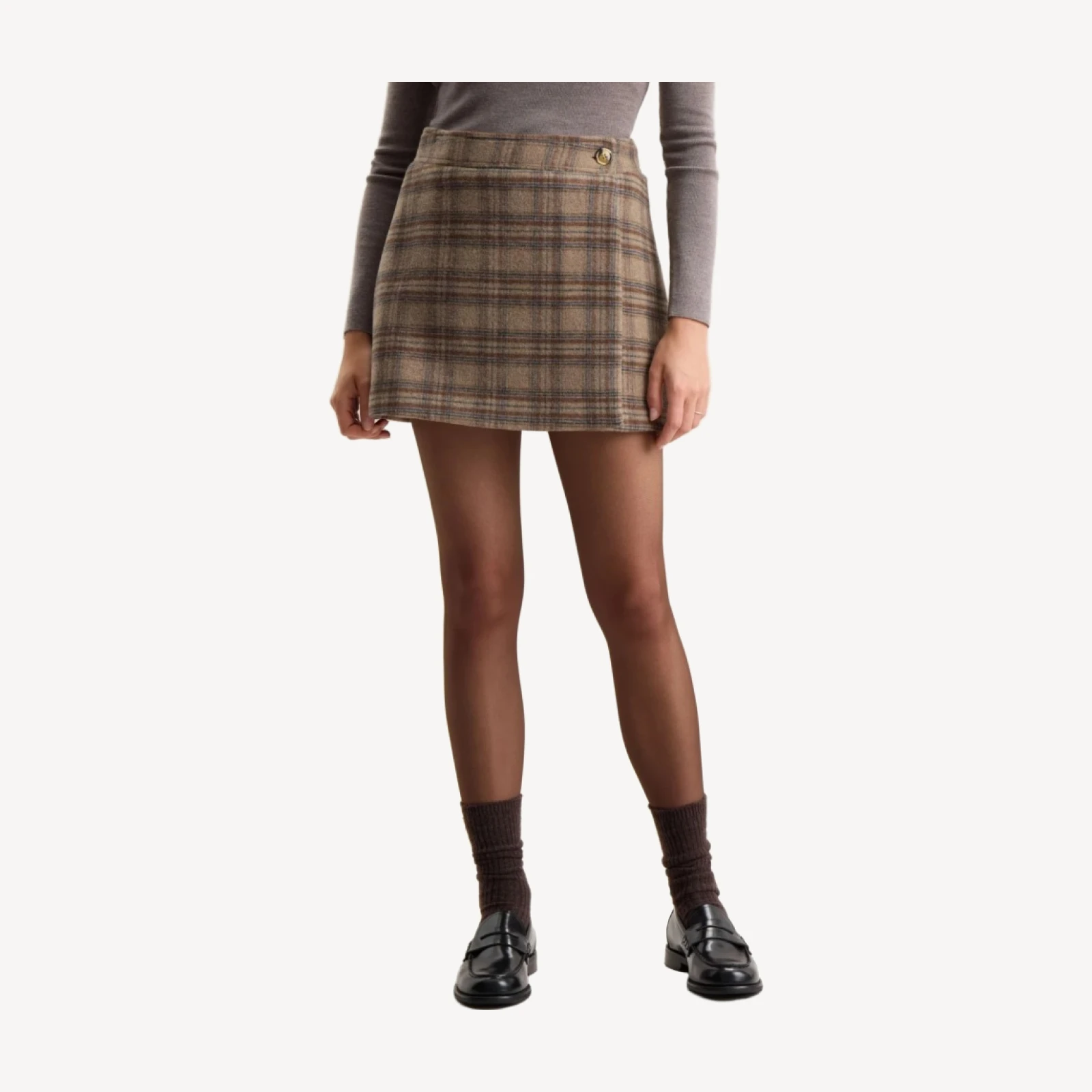 WOOL PLAID SKIRT