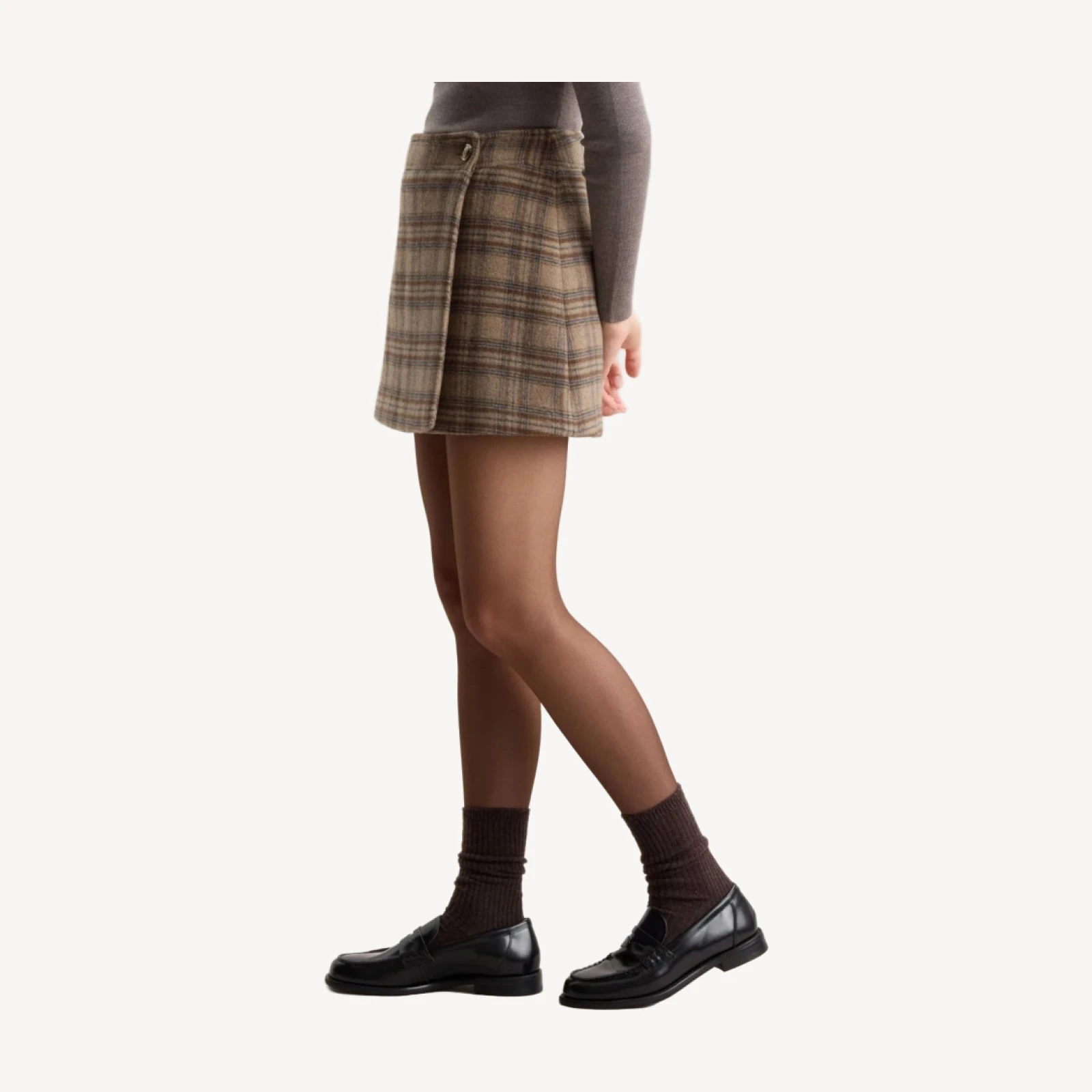 WOOL PLAID SKIRT