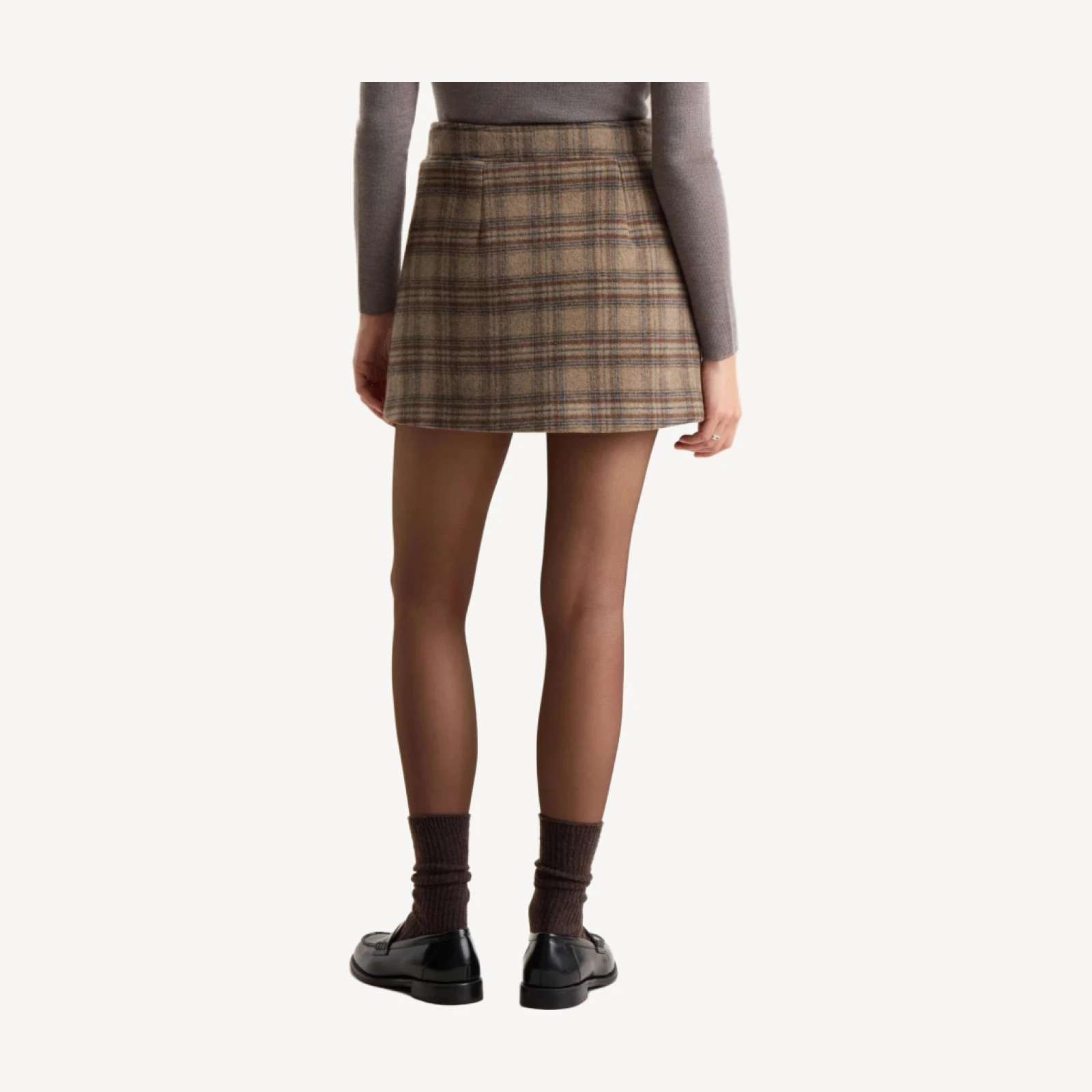 WOOL PLAID SKIRT