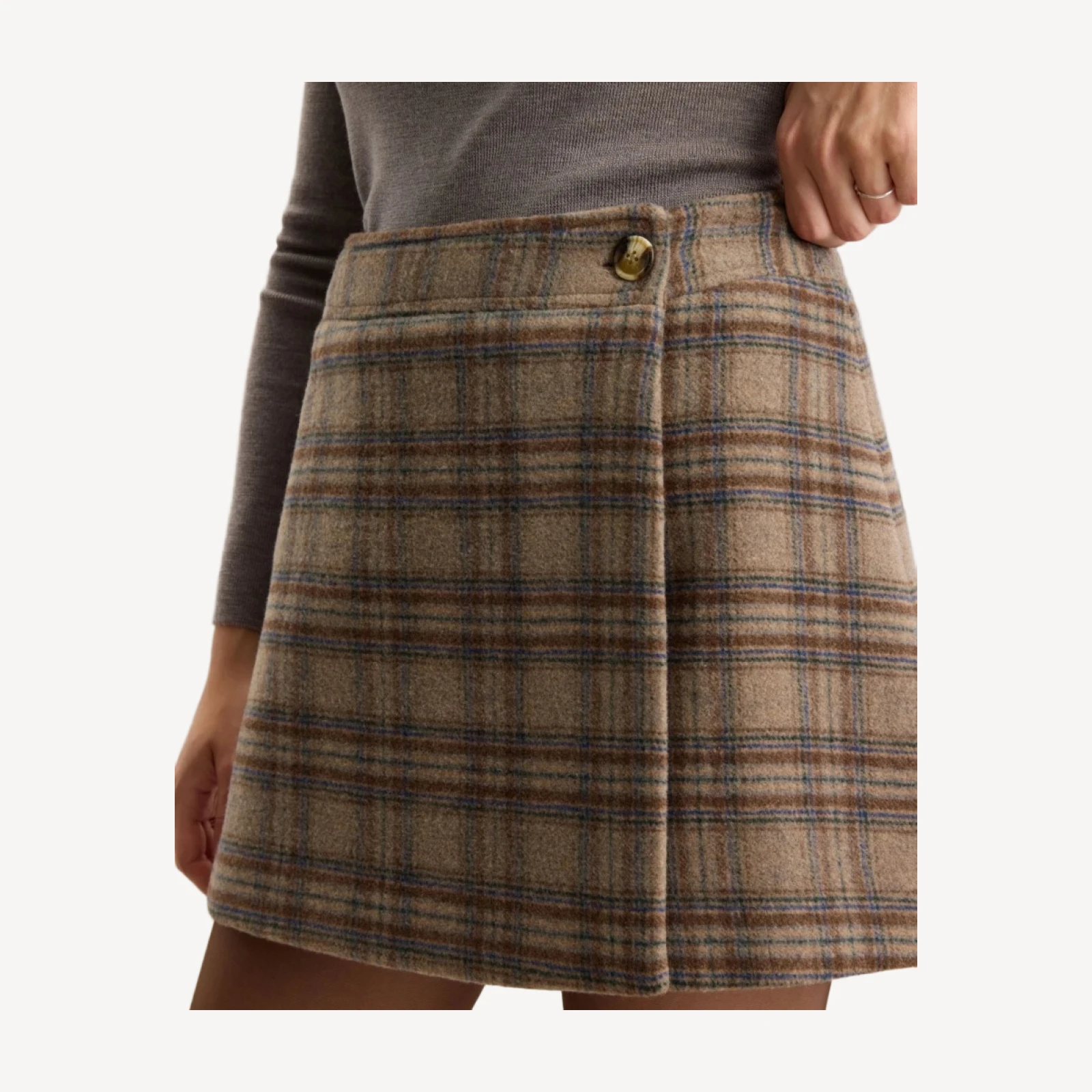 WOOL PLAID SKIRT