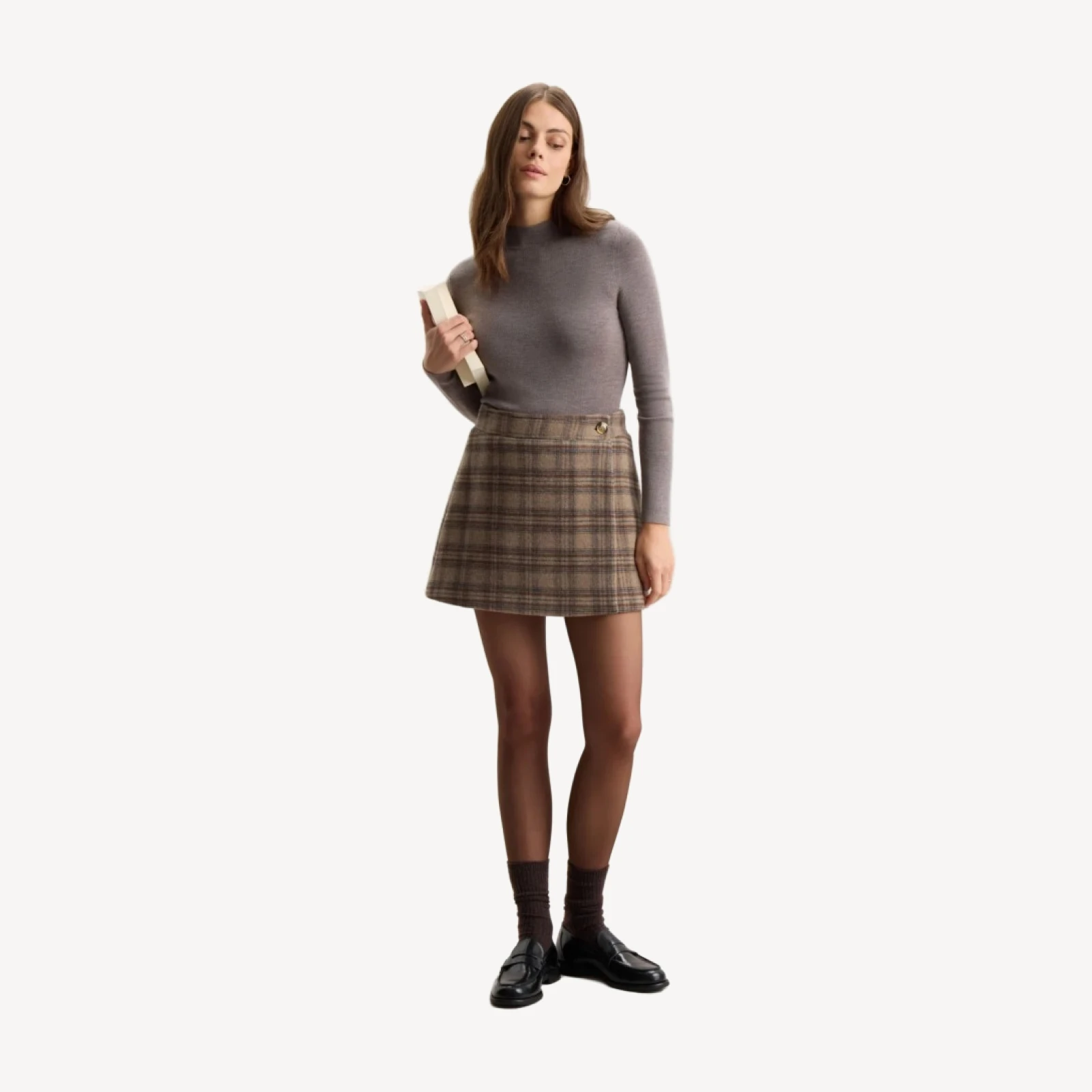 WOOL PLAID SKIRT
