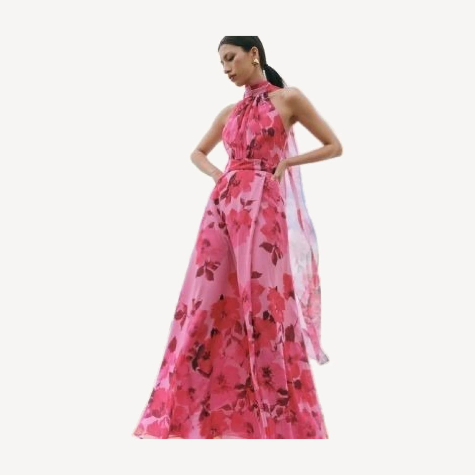 Aqua Floral Halter Neck Maxi Dress - Exclusive