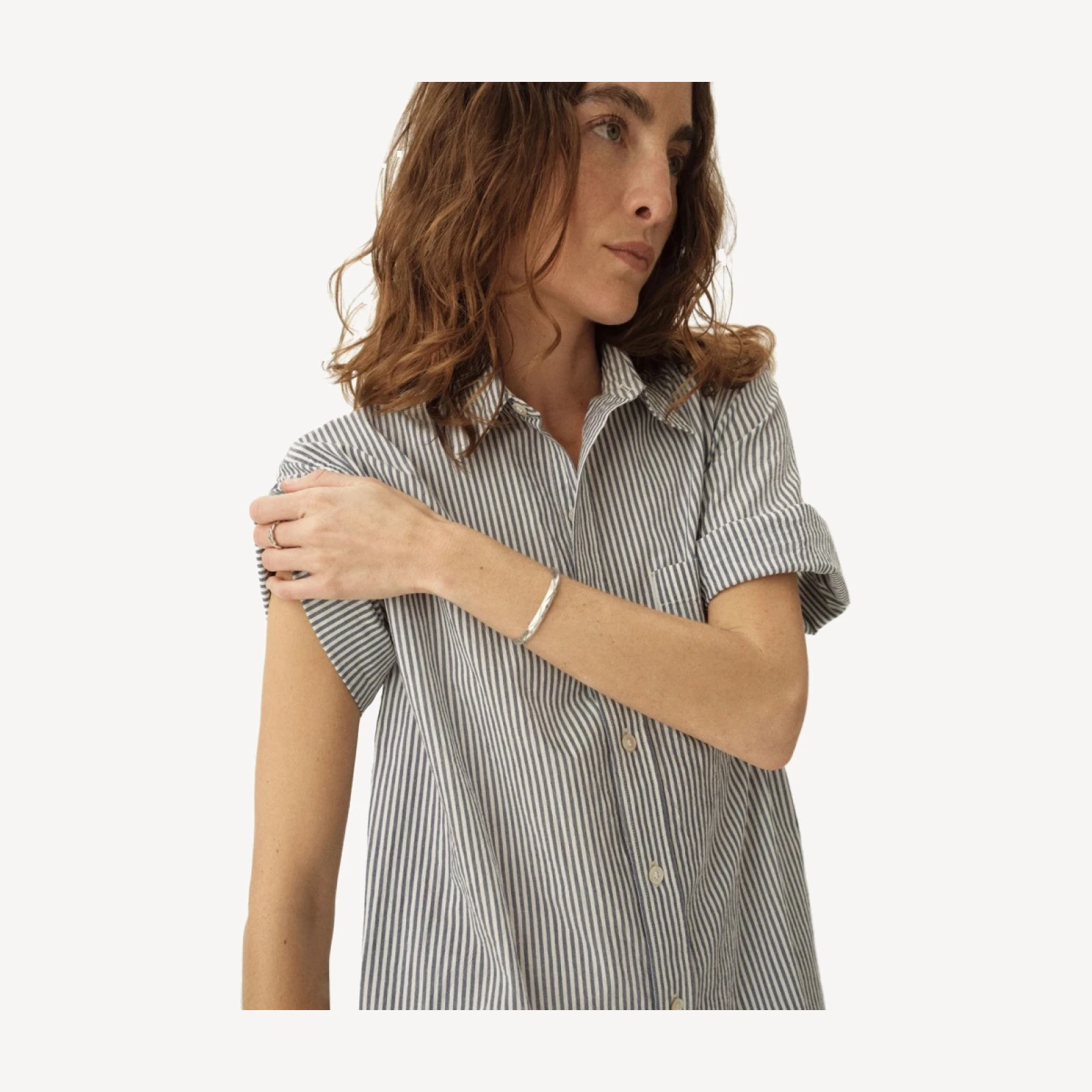 Hampton Stripe Blue / White Mainstay Cotton Ss Shirt Dress