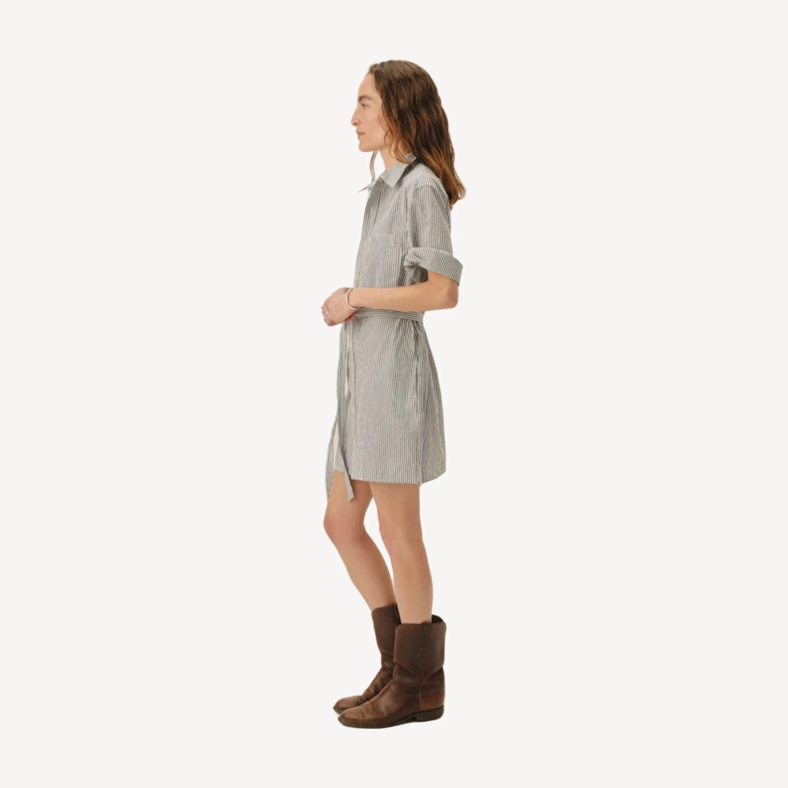 Hampton Stripe Blue / White Mainstay Cotton Ss Shirt Dress