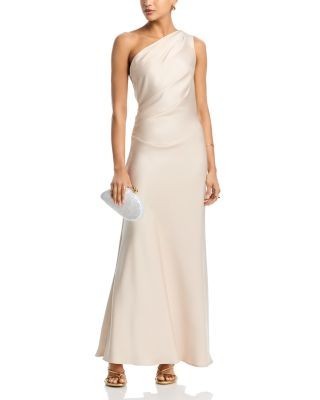 Aqua One Shoulder Charmeuse Dress - Exclusive
