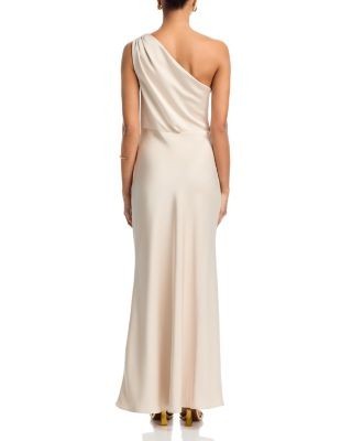 Aqua One Shoulder Charmeuse Dress - Exclusive