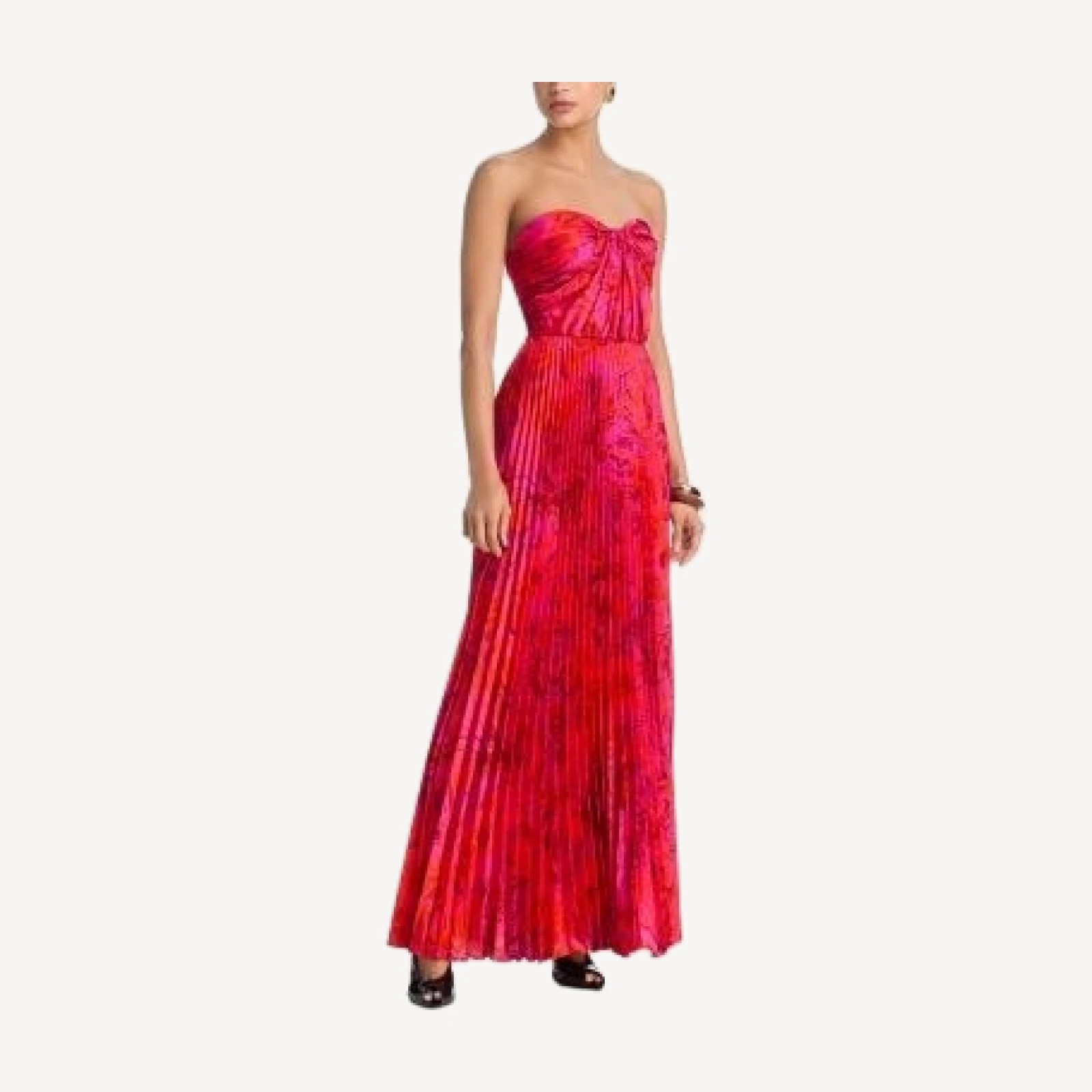Aqua Strapless Pleated Gown - Exclusive