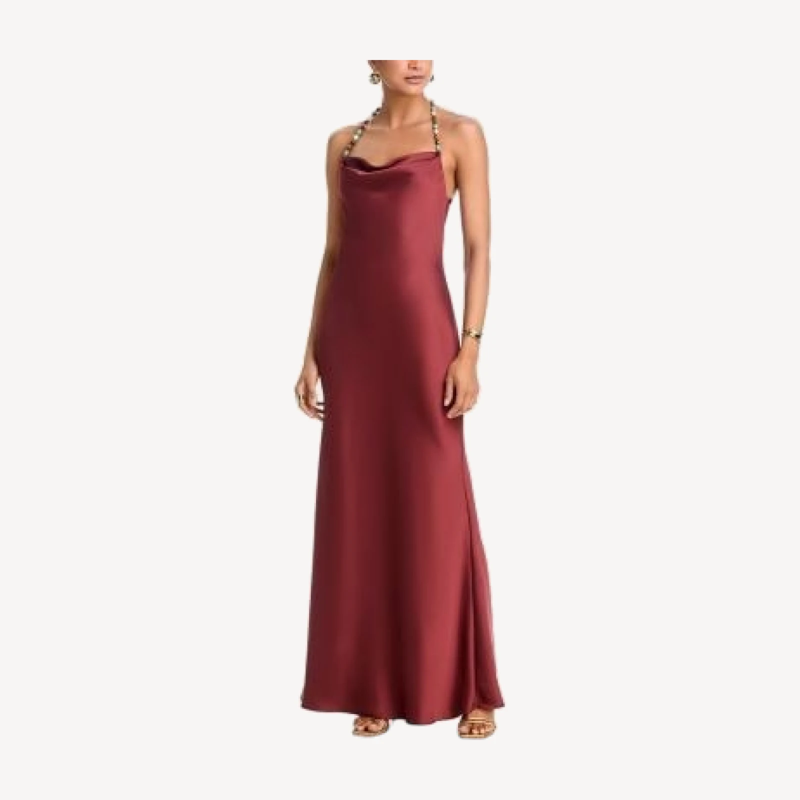 Aqua Satin Beaded Strap Dress - Exclusive