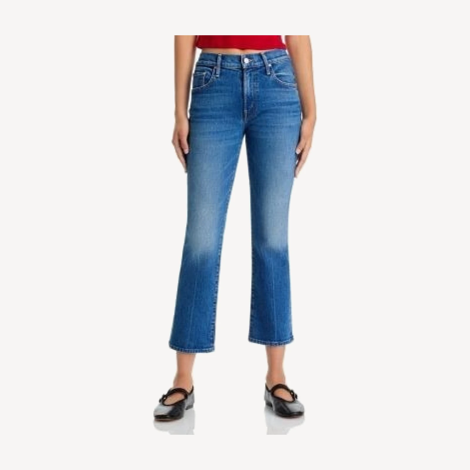 Mother Petites Lil Insider High Rise Crop Jeans in Get Two Birds Stoned