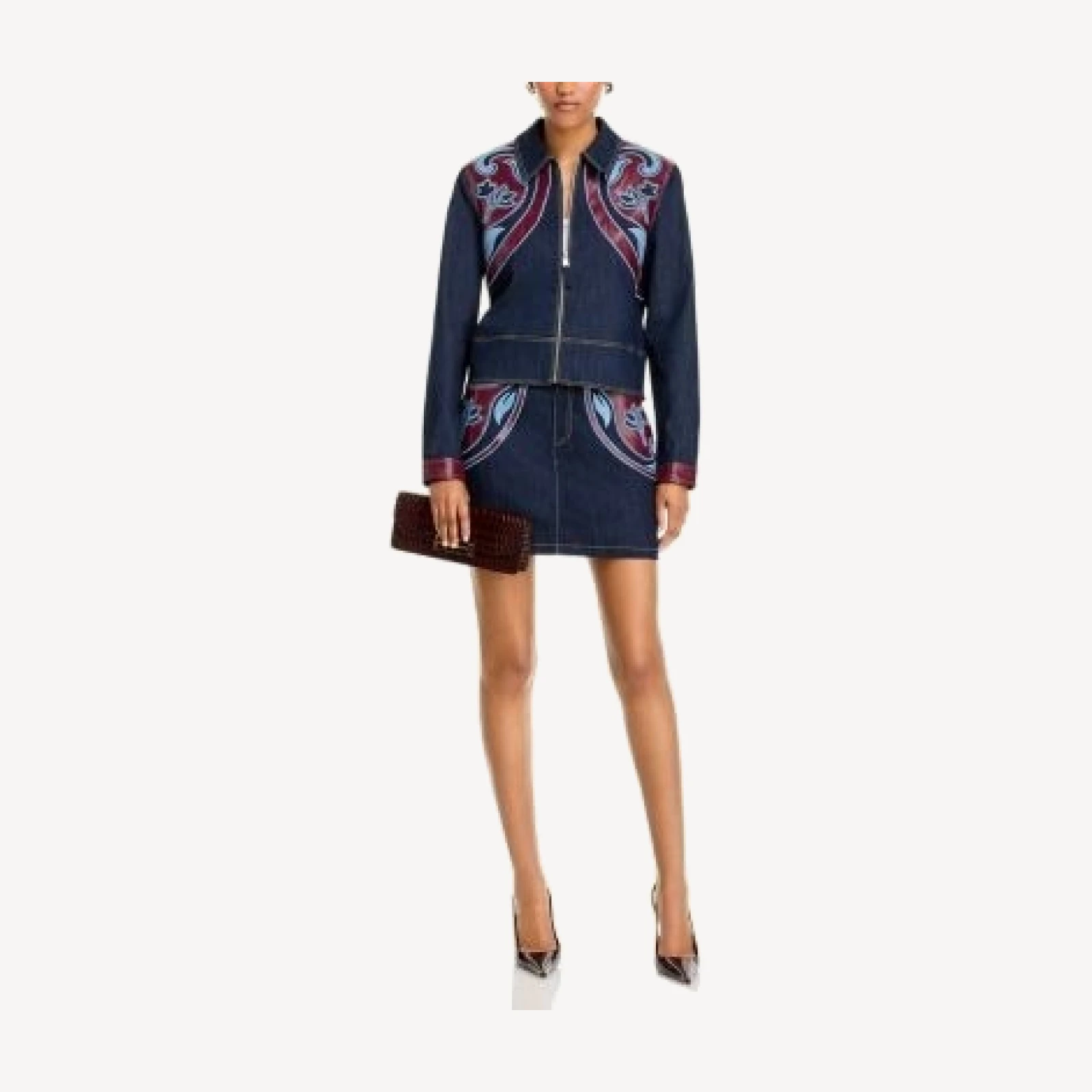 Cinq a Sept Bronwyn Applique A-Line Mini Skirt