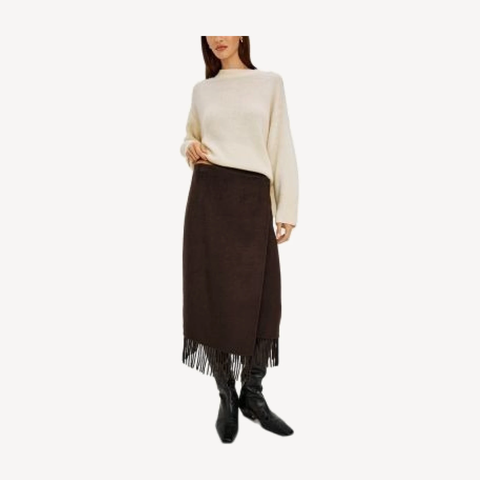 Rails Odette Wool Blend Fringed Wrap Skirt