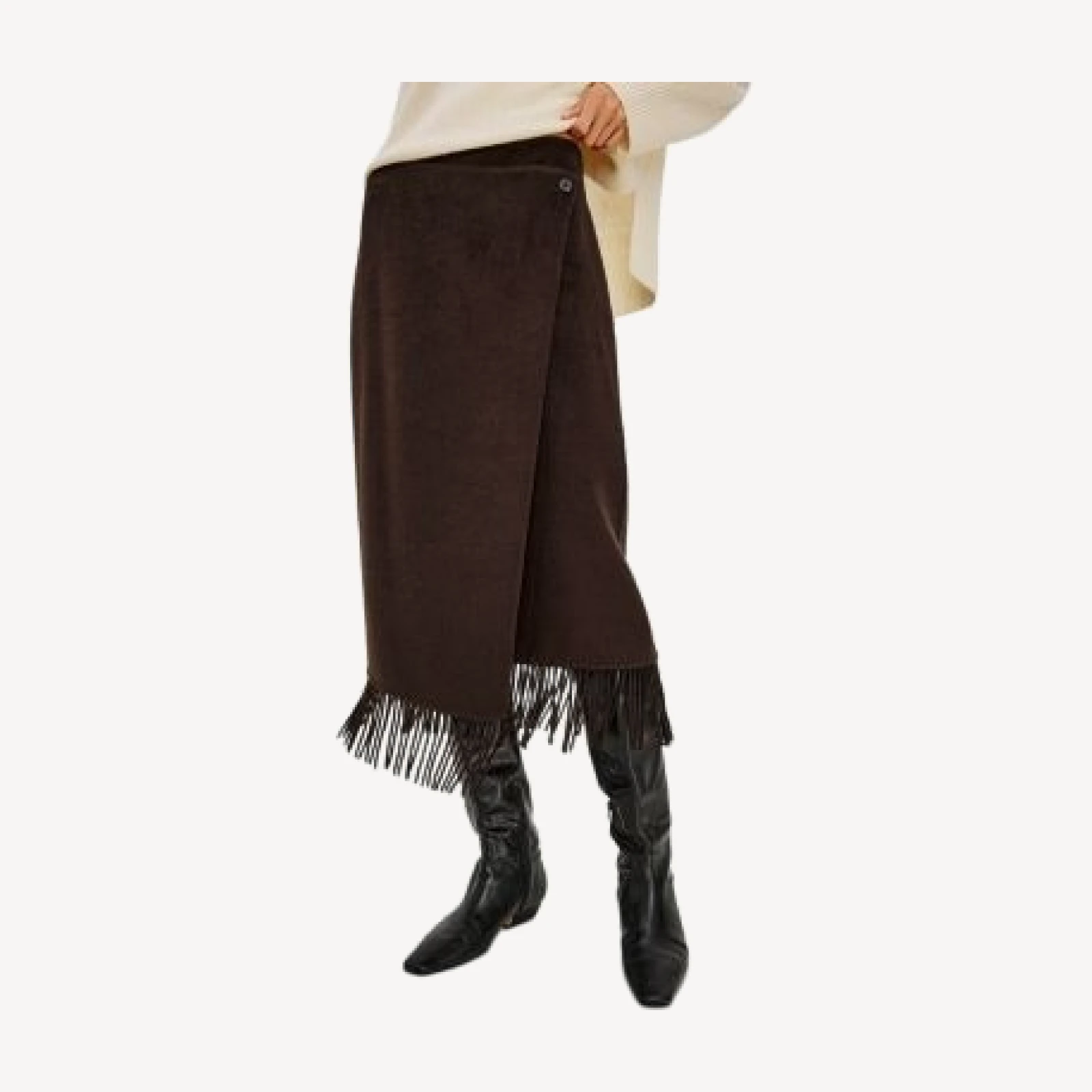 Rails Odette Wool Blend Fringed Wrap Skirt