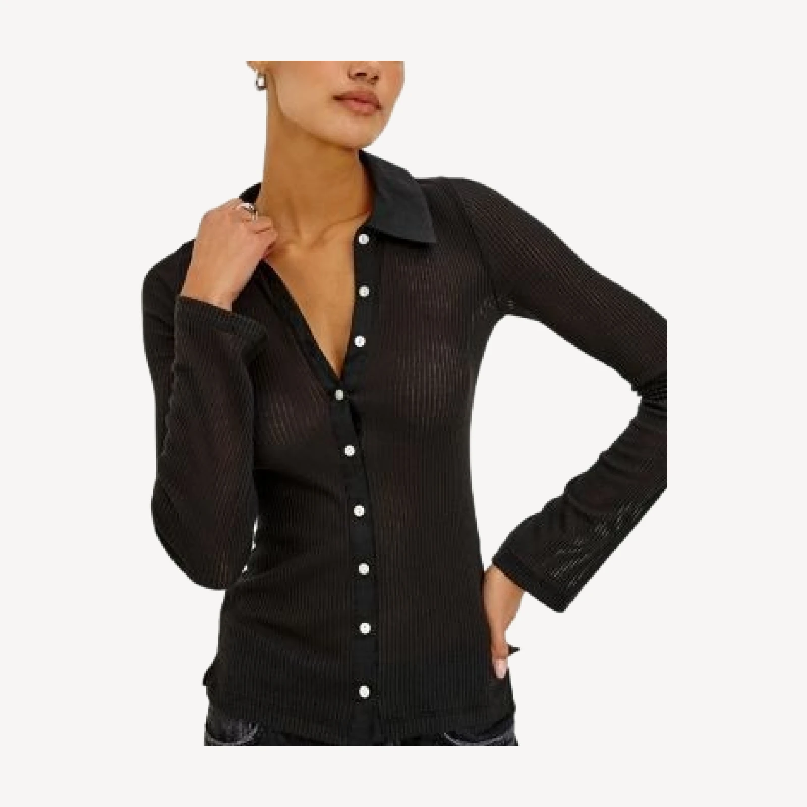 Rails Harvey Ribbed Cotton Blend Button Up Shirt