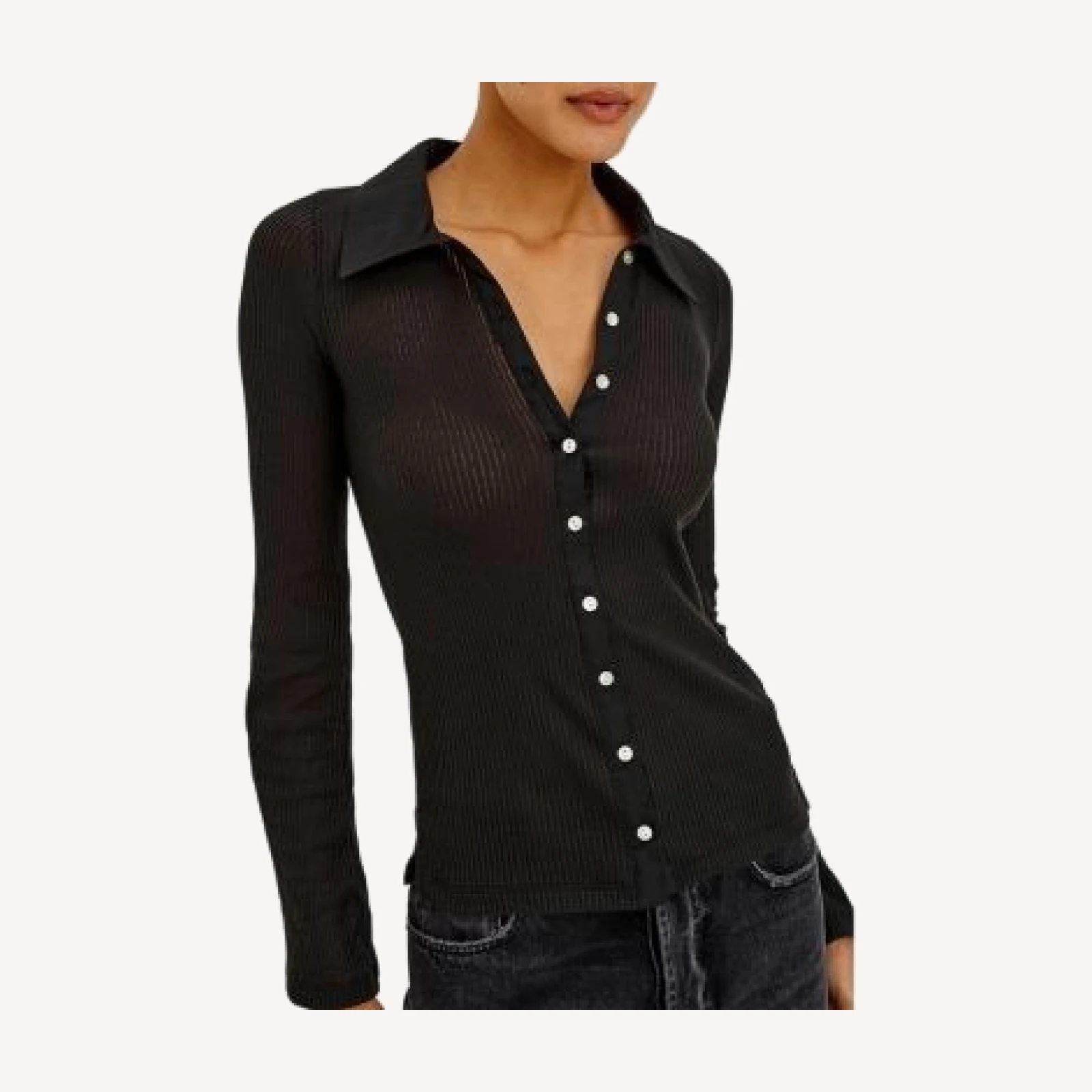 Rails Harvey Ribbed Cotton Blend Button Up Shirt