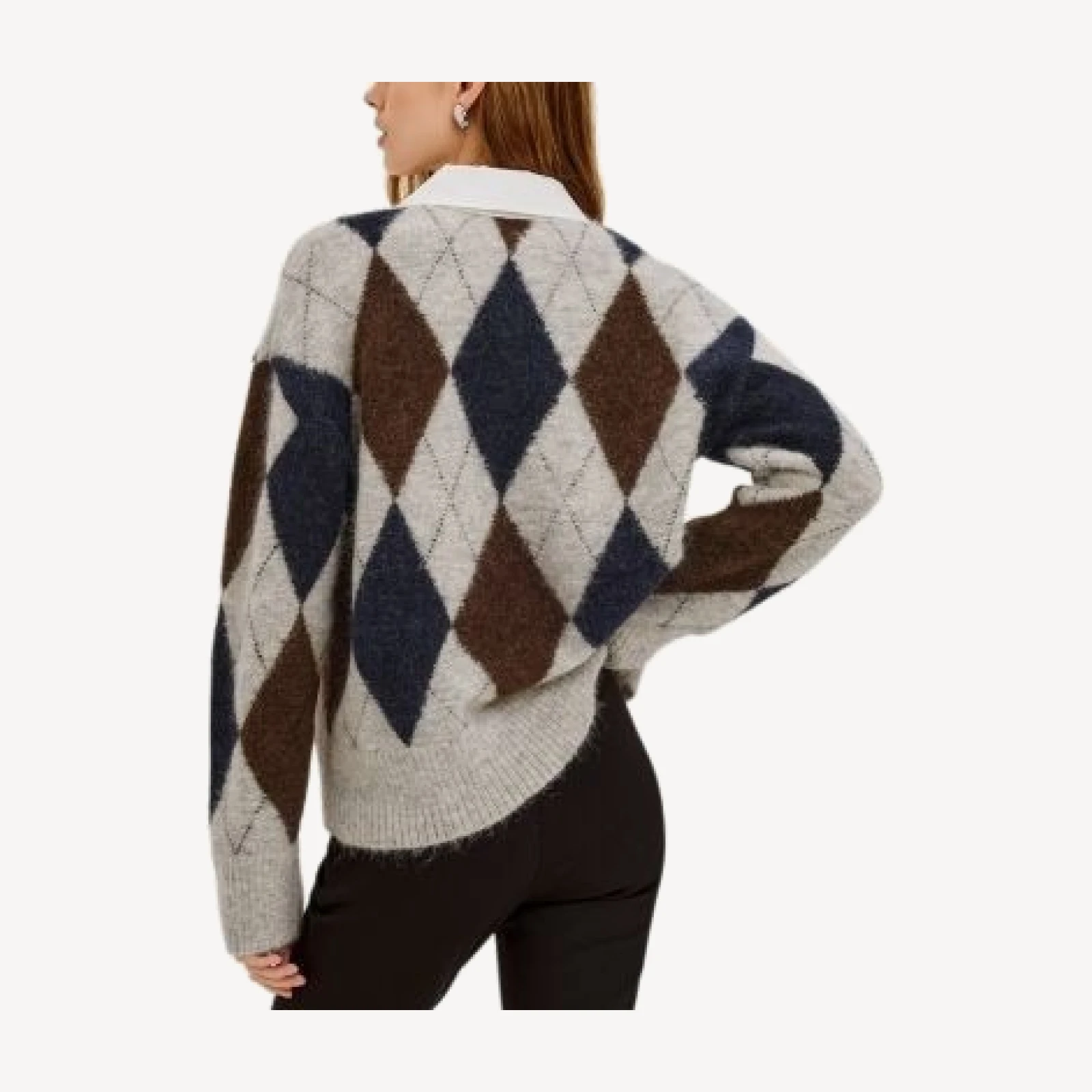Rails Linda Argyle Alpaca Blend Collared Sweater