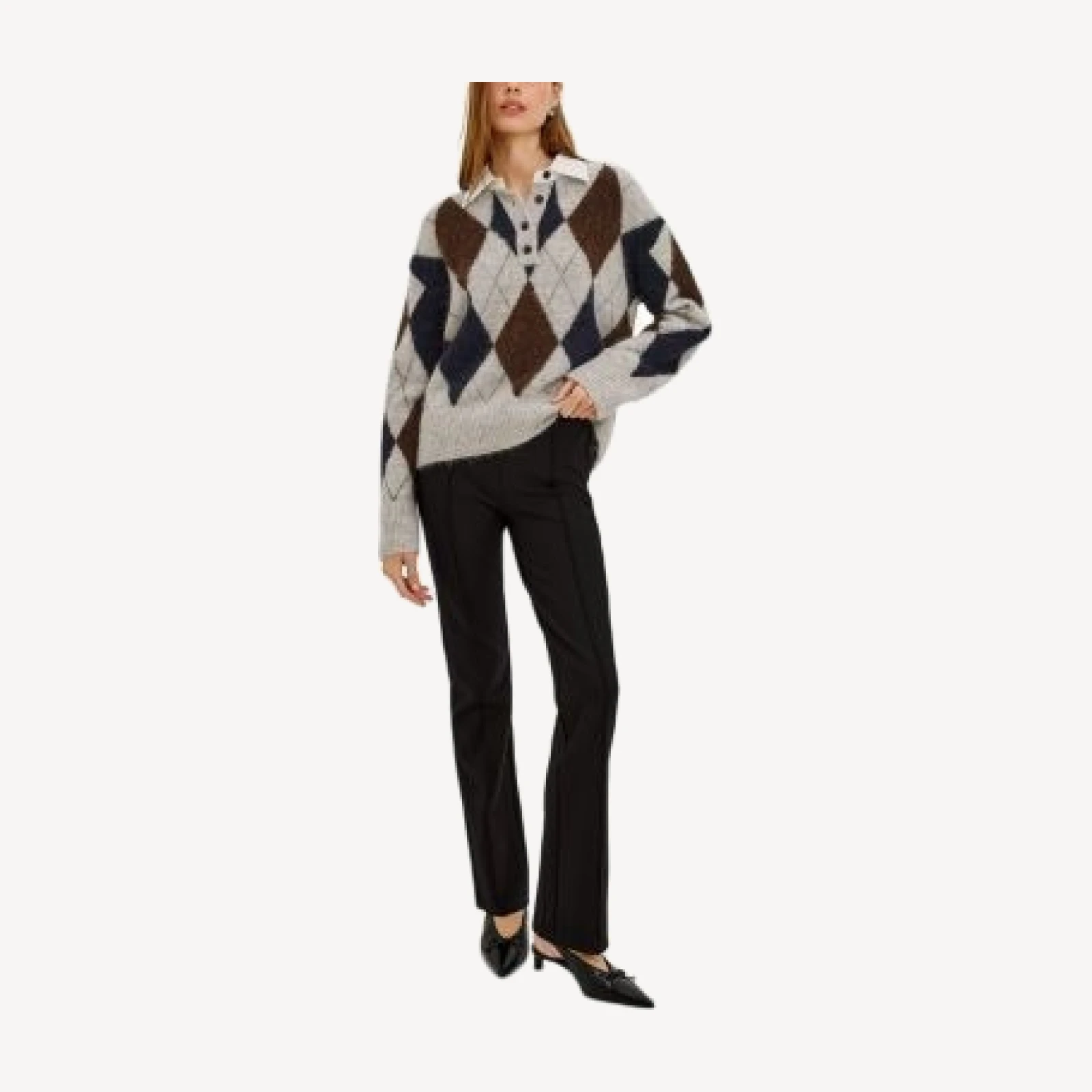 Rails Linda Argyle Alpaca Blend Collared Sweater