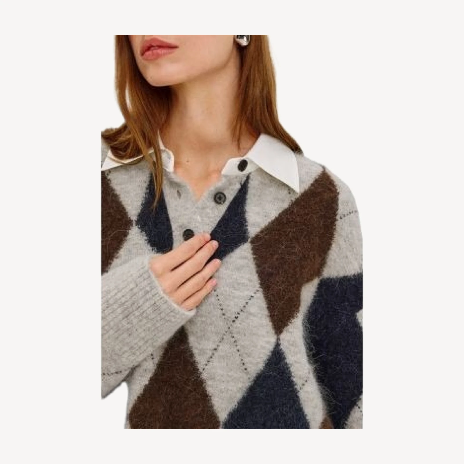 Rails Linda Argyle Alpaca Blend Collared Sweater