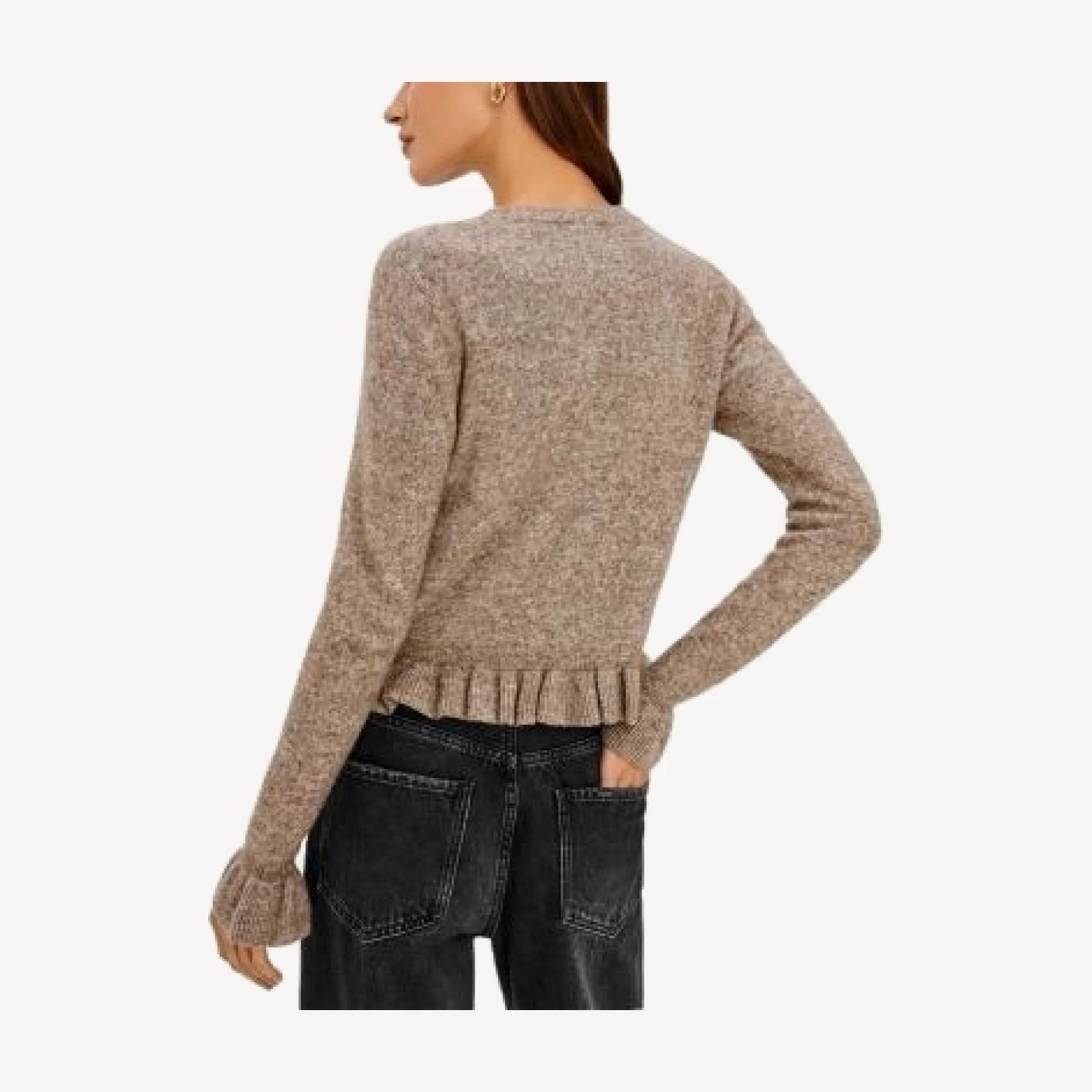 Rails Mandy Cotton & Wool Blend Ruffle Crewneck Cardigan