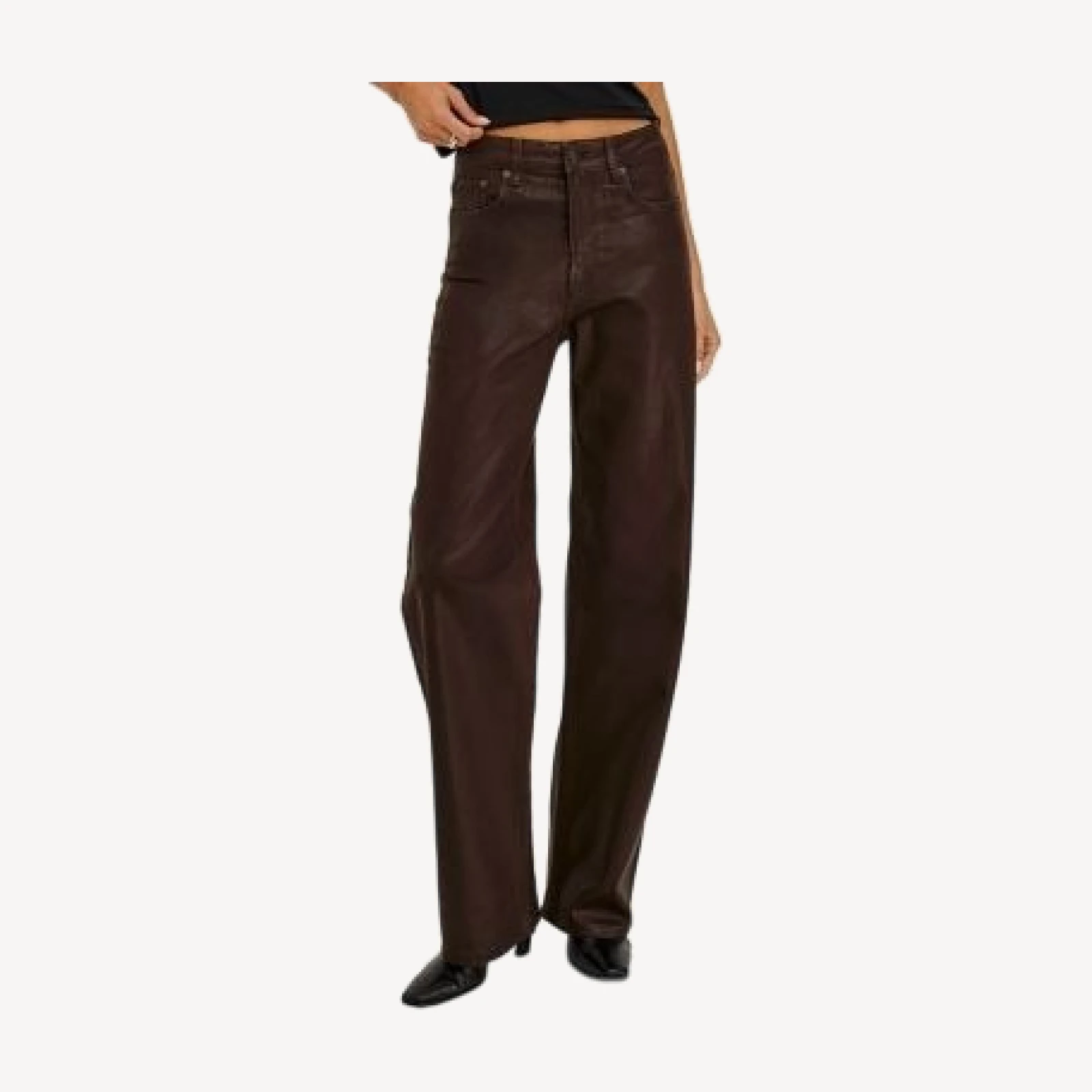 Rails Getty Cotton Stretch High Rise Straight Pants in Coated Chocolate
