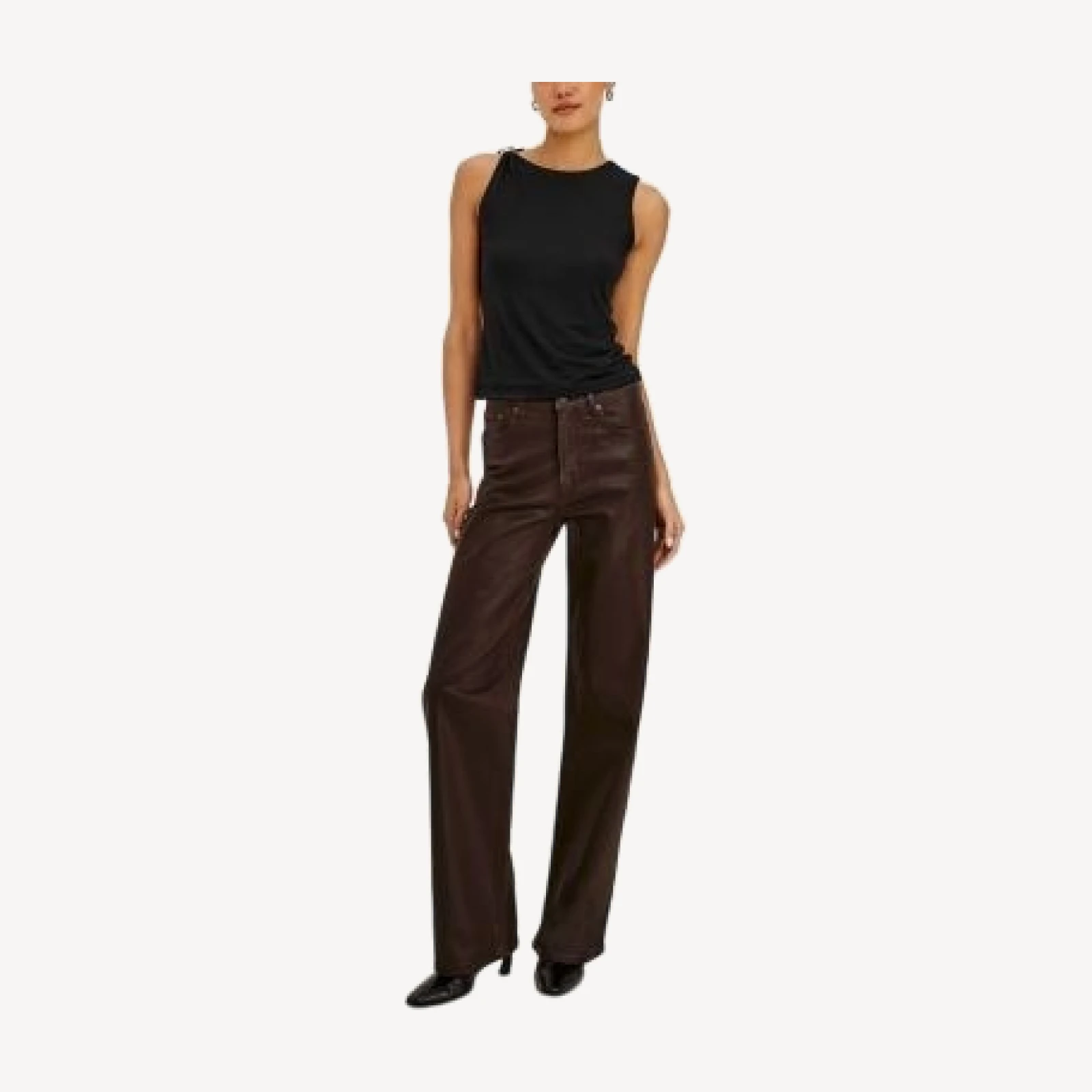 Rails Getty Cotton Stretch High Rise Straight Pants in Coated Chocolate