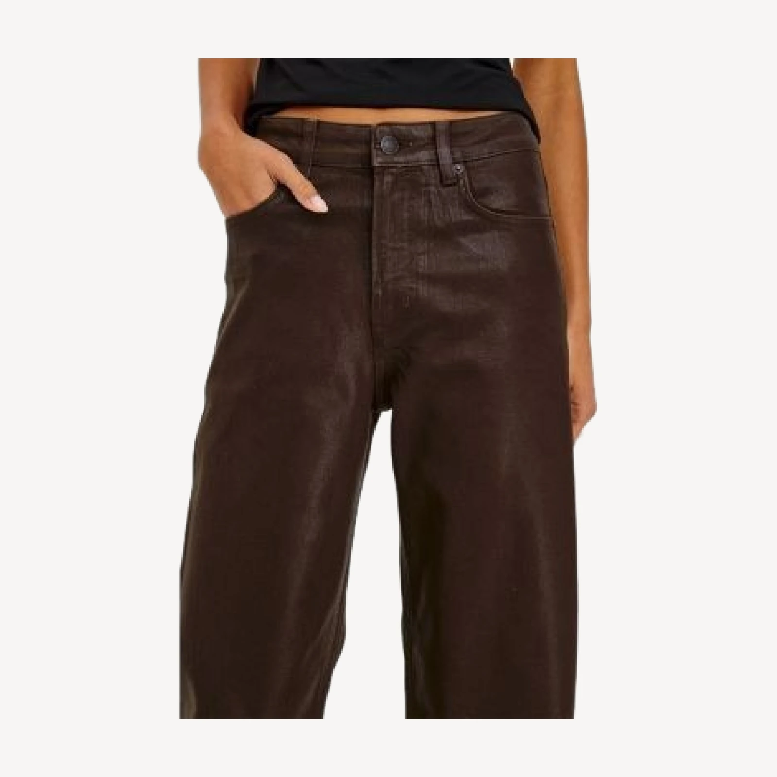 Rails Getty Cotton Stretch High Rise Straight Pants in Coated Chocolate