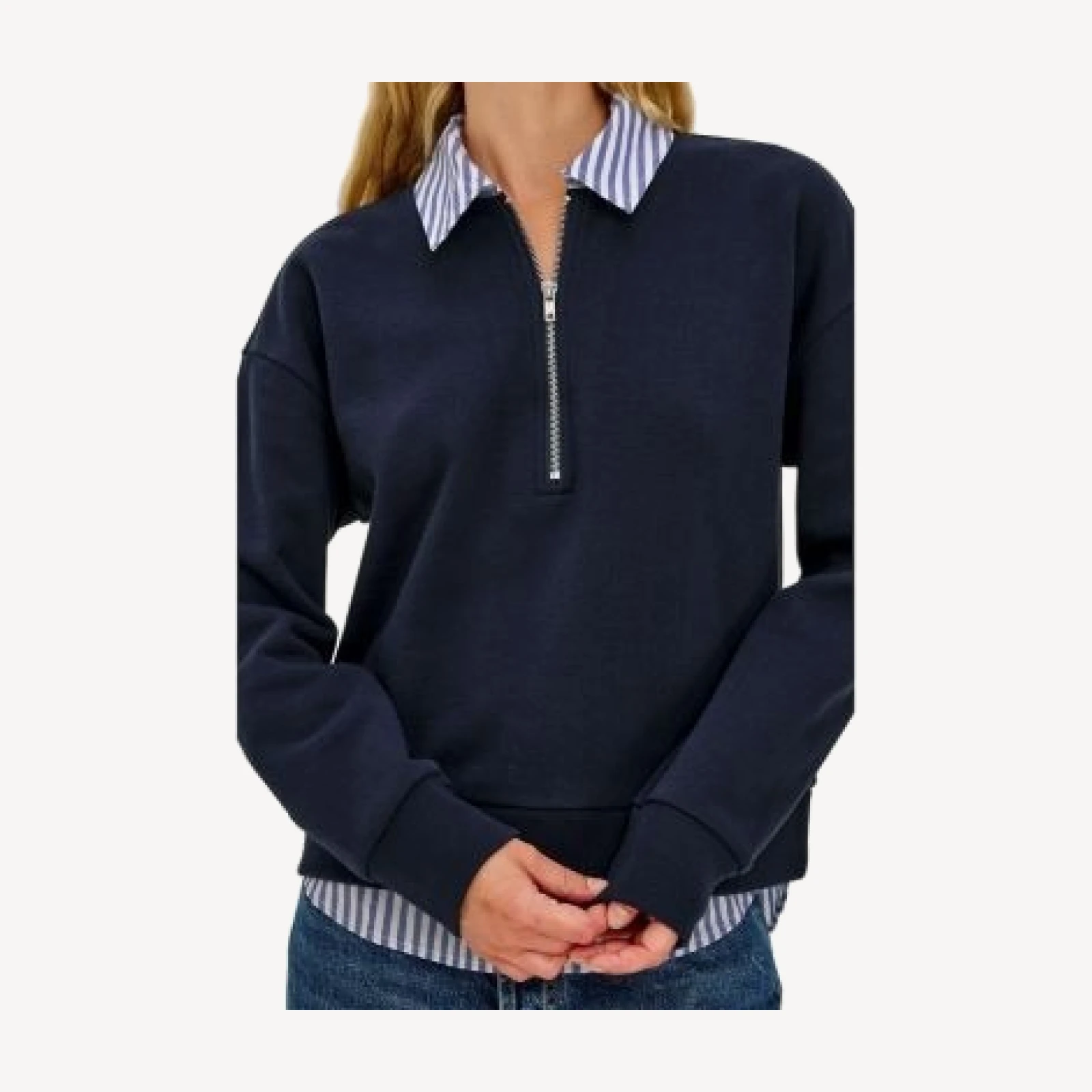 Rails Waverly Cotton Collared Quarter Zip Sweater