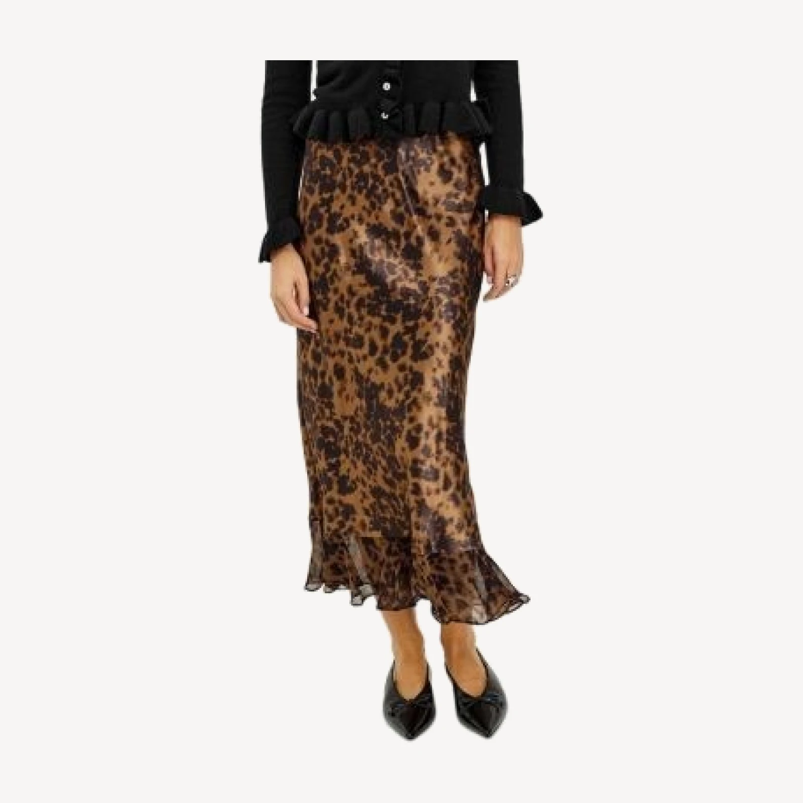 Rails Candice Leopard Satin Midi Skirt