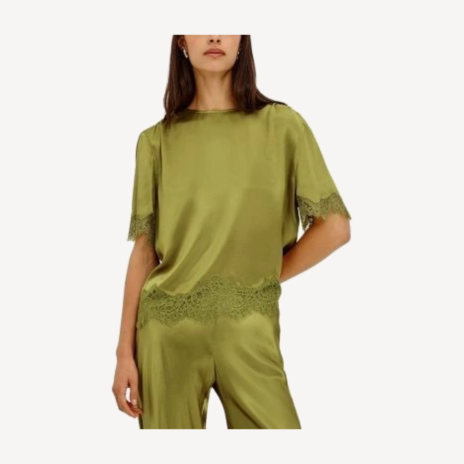 Rails Sonora Satin Lace Trim Blouse