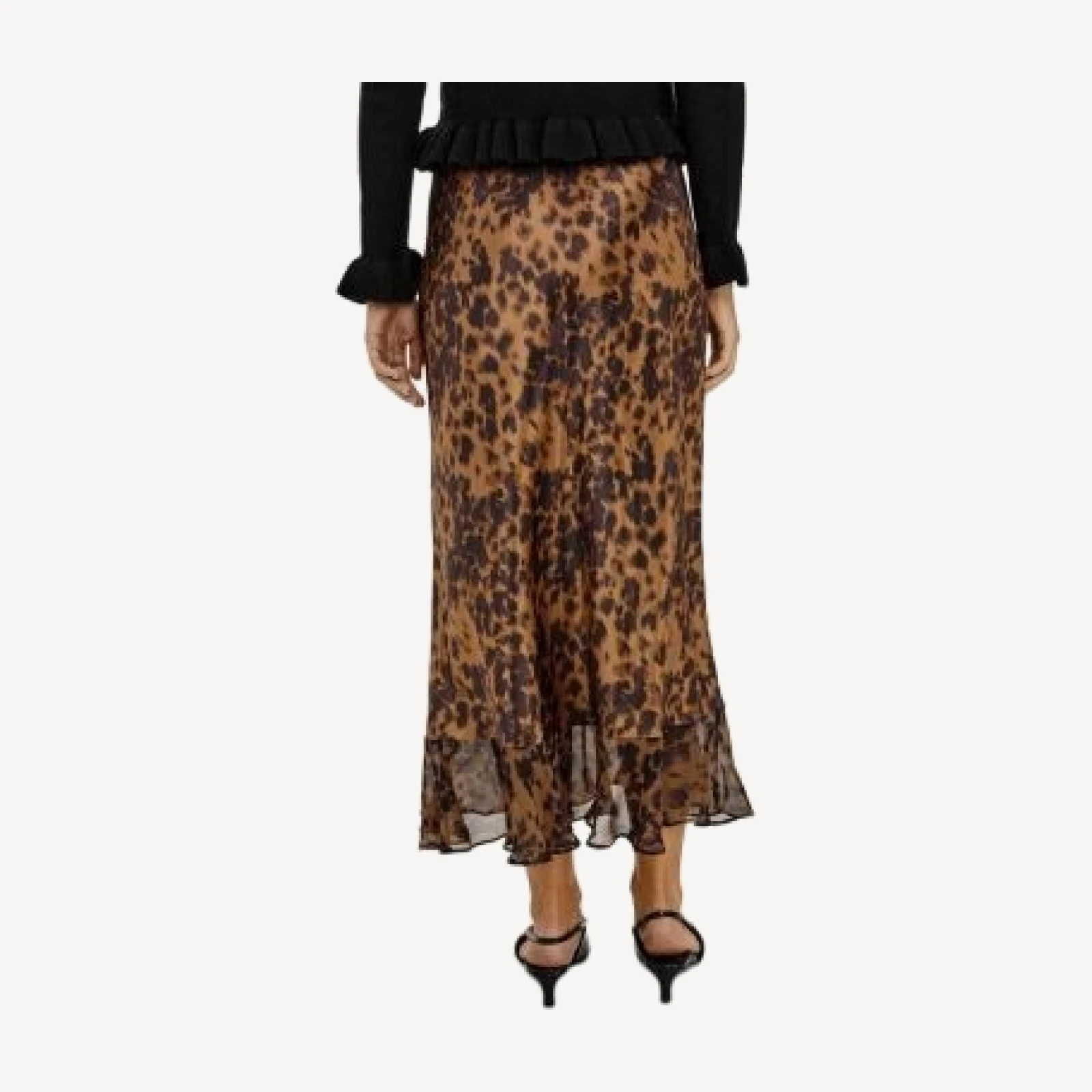 Rails Candice Leopard Satin Midi Skirt