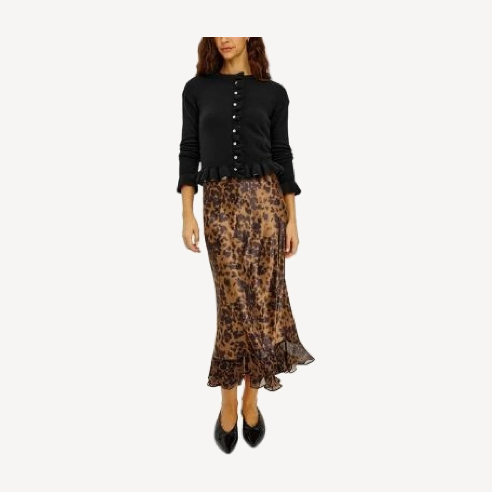 Rails Candice Leopard Satin Midi Skirt