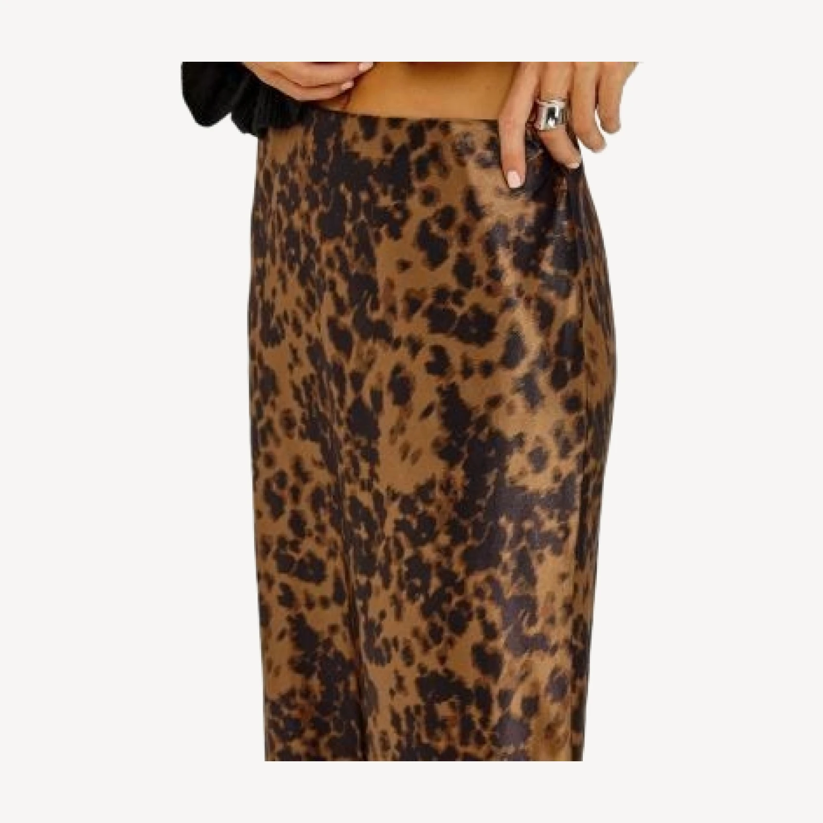 Rails Candice Leopard Satin Midi Skirt