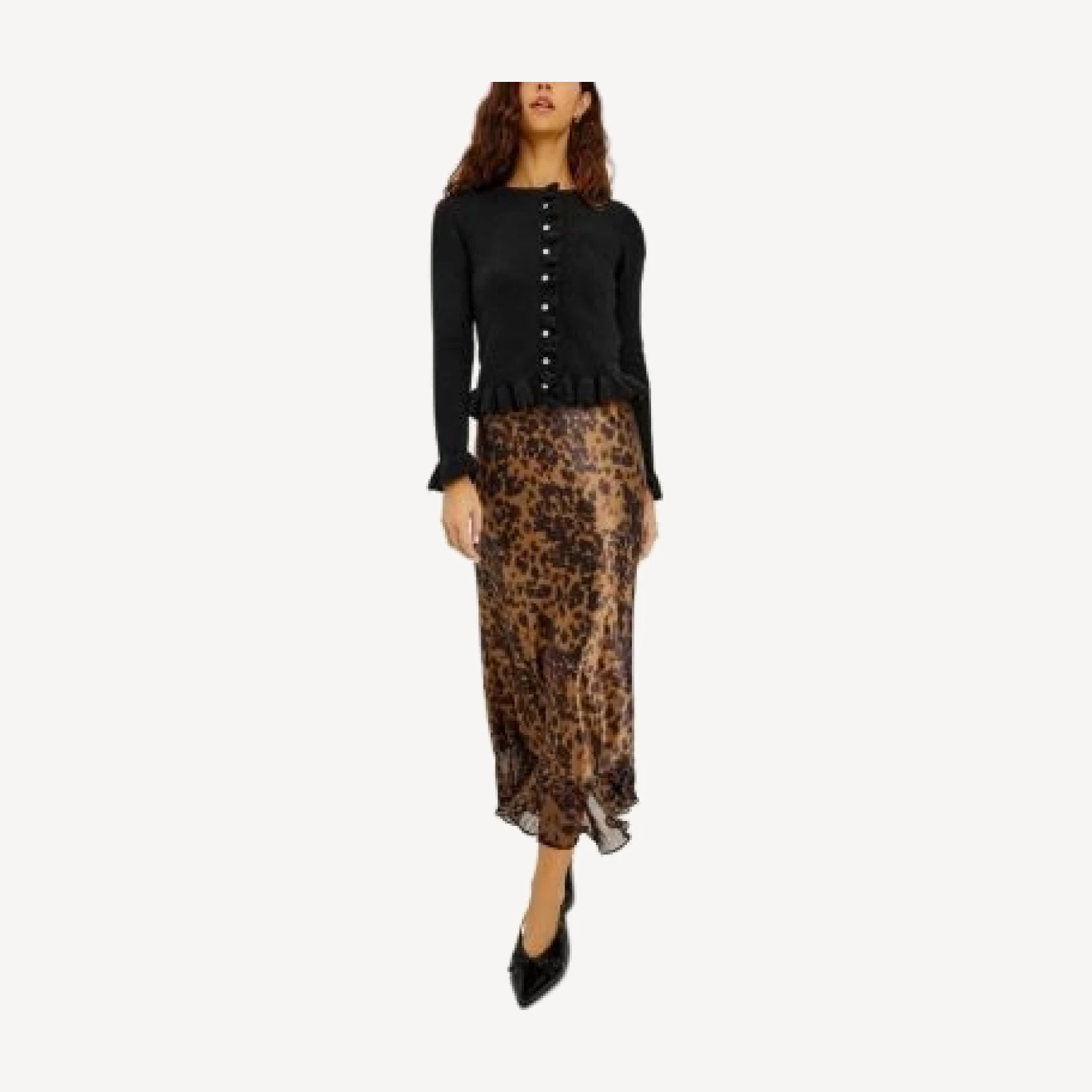 Rails Candice Leopard Satin Midi Skirt