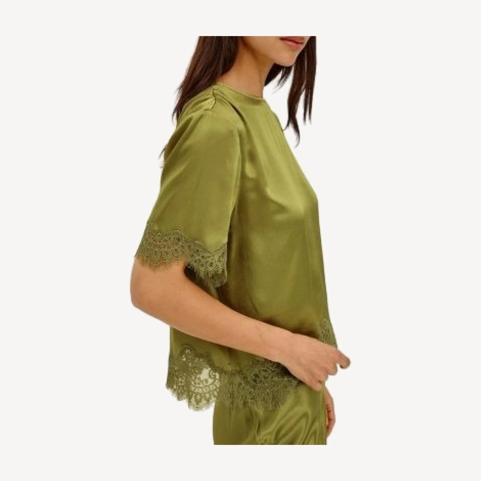 Rails Sonora Satin Lace Trim Blouse