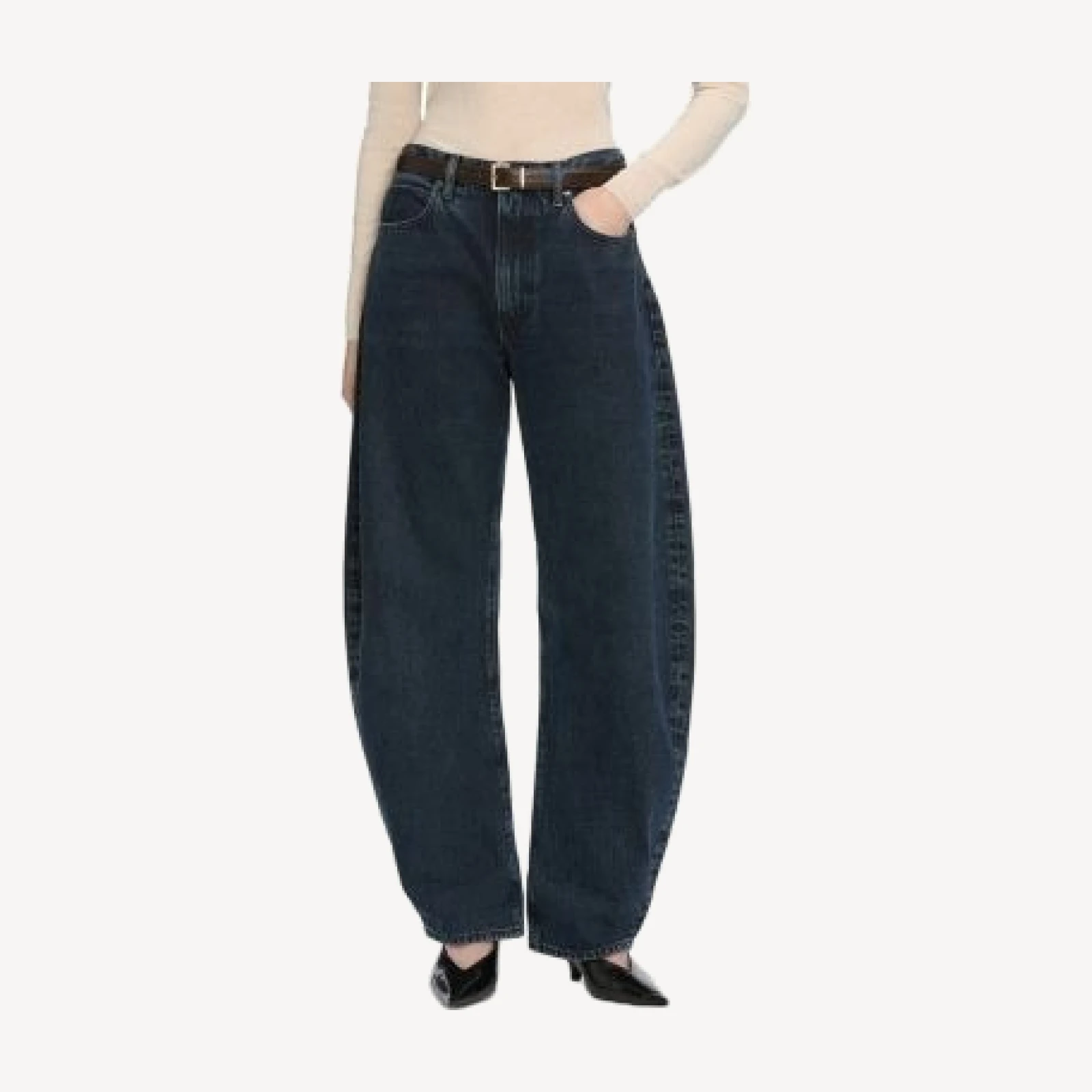 Frame The Bubble High Rise Barrel Leg Jeans in Dorado