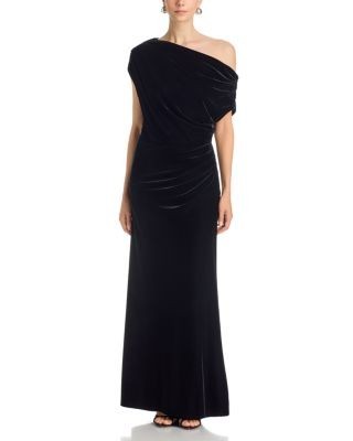 Aqua Velvet Off the Shoulder Maxi Dress - Exclusive