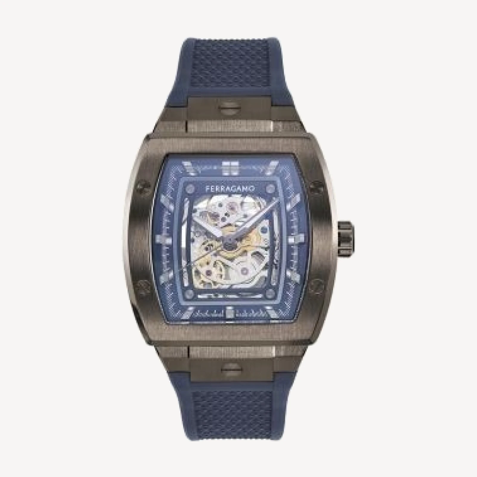 Ferragamo F-80 Tonneau Skeleton Watch, 42mm